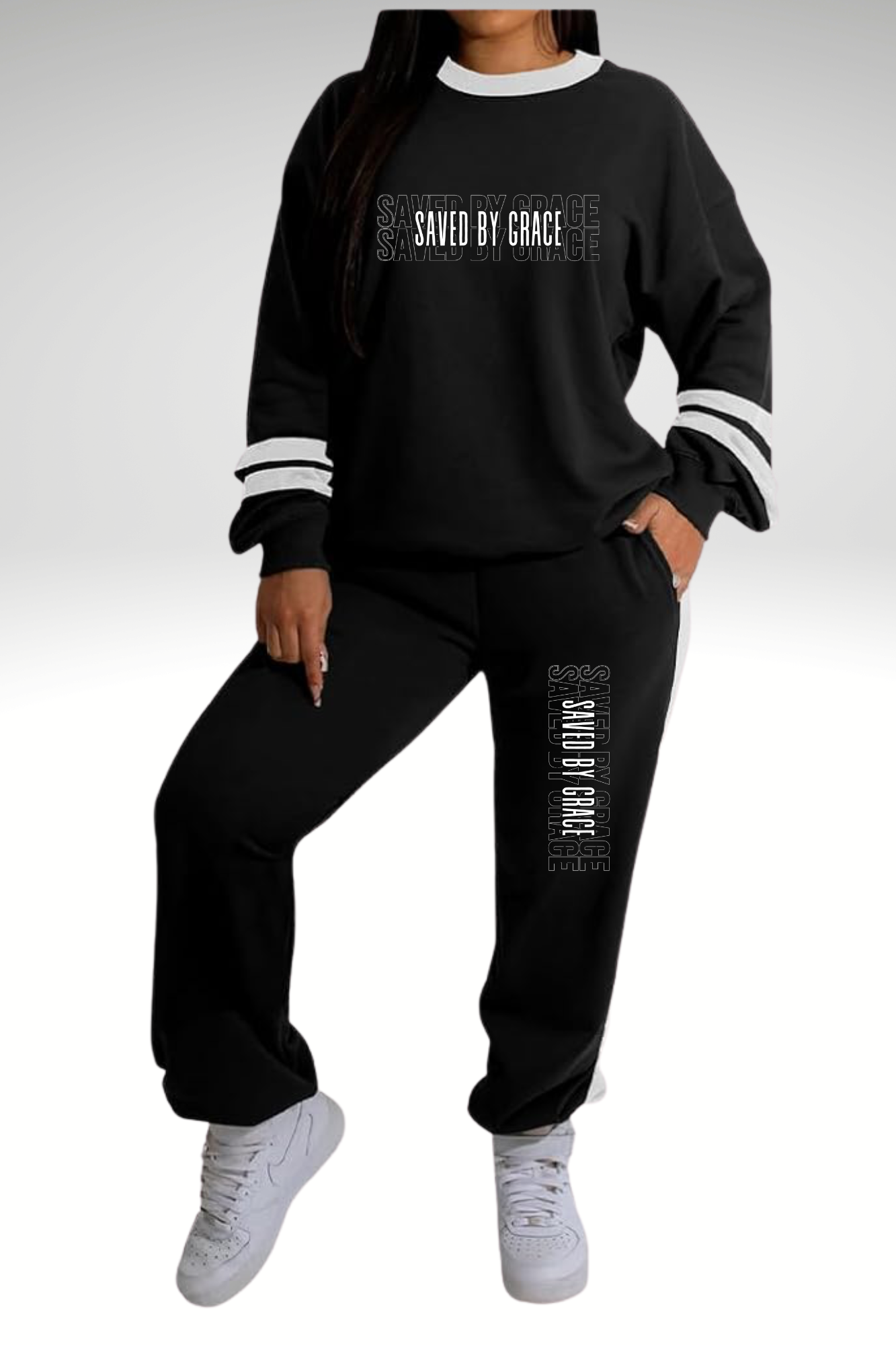 SAVED BY GRACE SWEATSHIRT SETS - FAITH IS A TREASURE