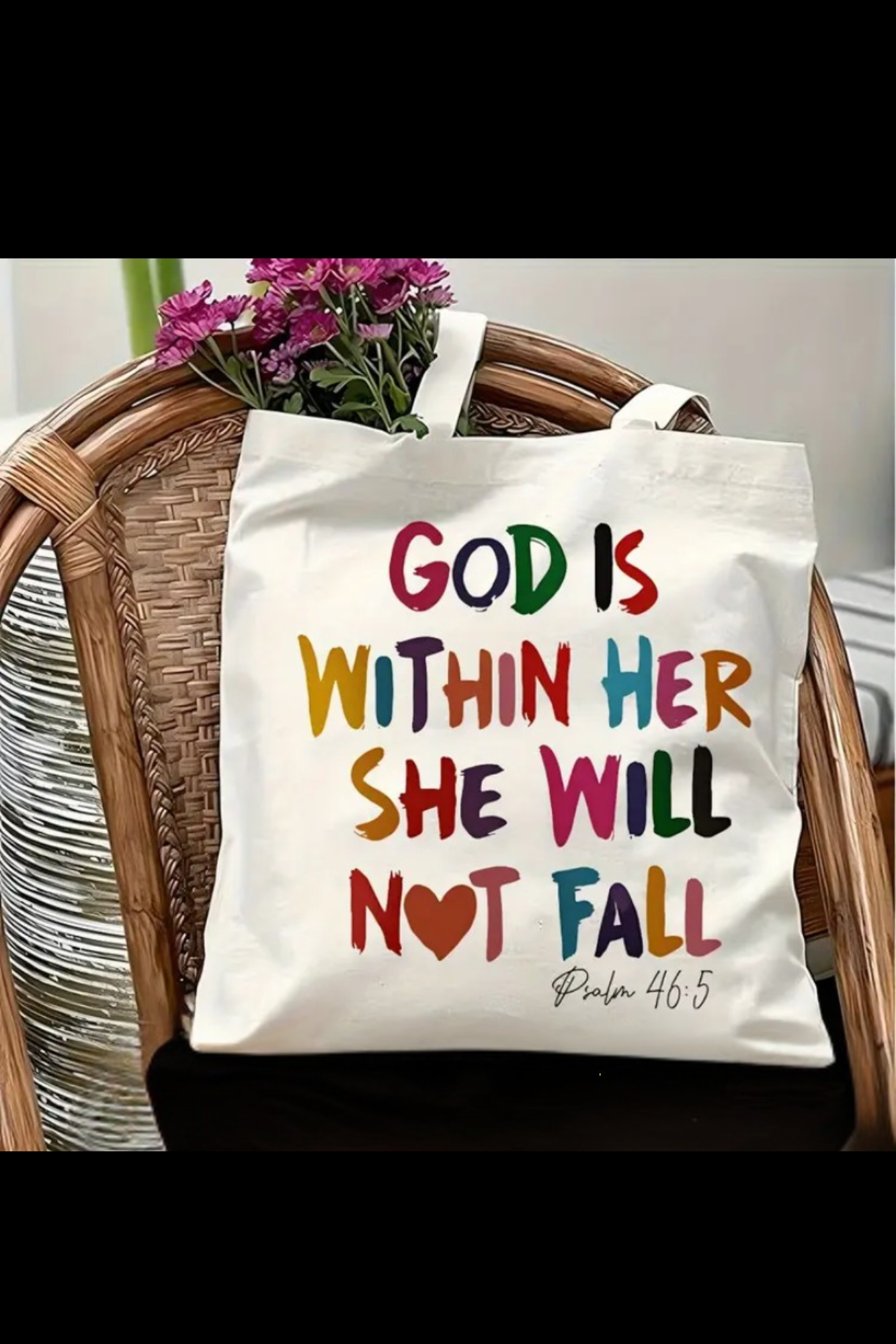 GOD IS WITH HER CANVAS BAG