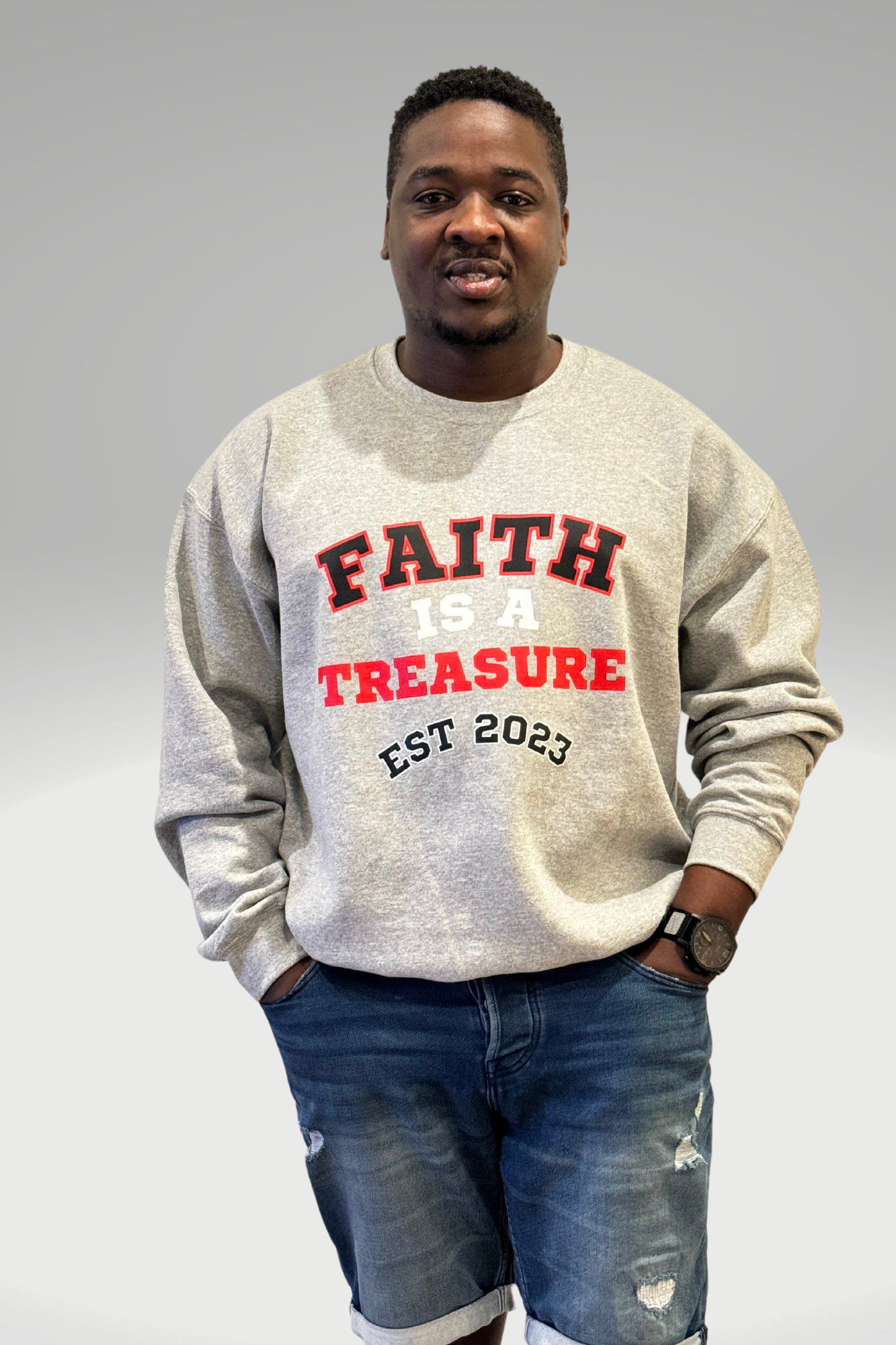 FAITH IS A TREASURE EST MENS SWEATSHIRT