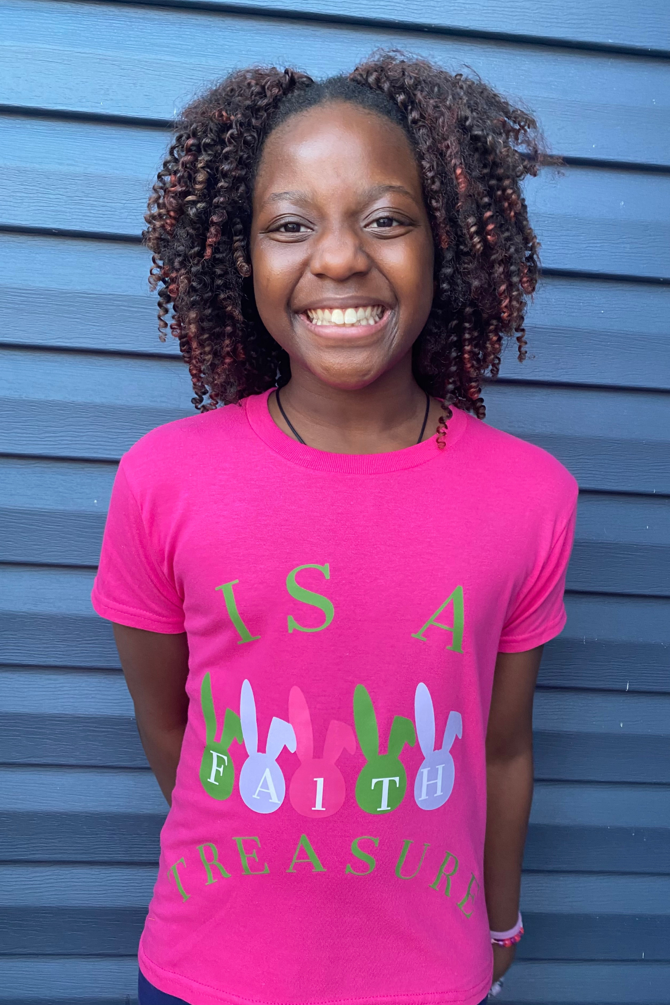 BUNNY FAITH IS A TREASURE KIDS T-SHIRT