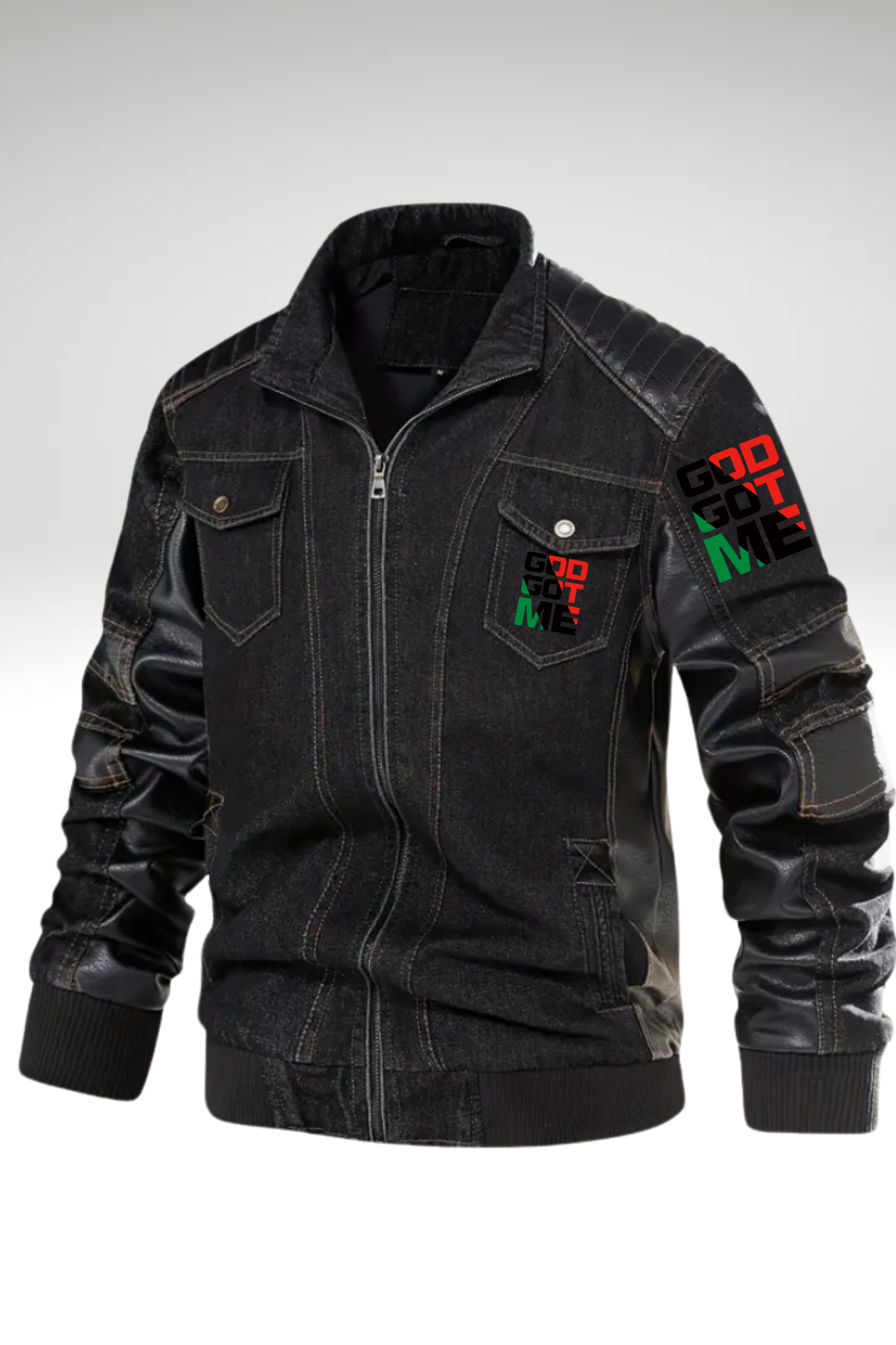 JUNETEENTH DENIM BIKER JACKET