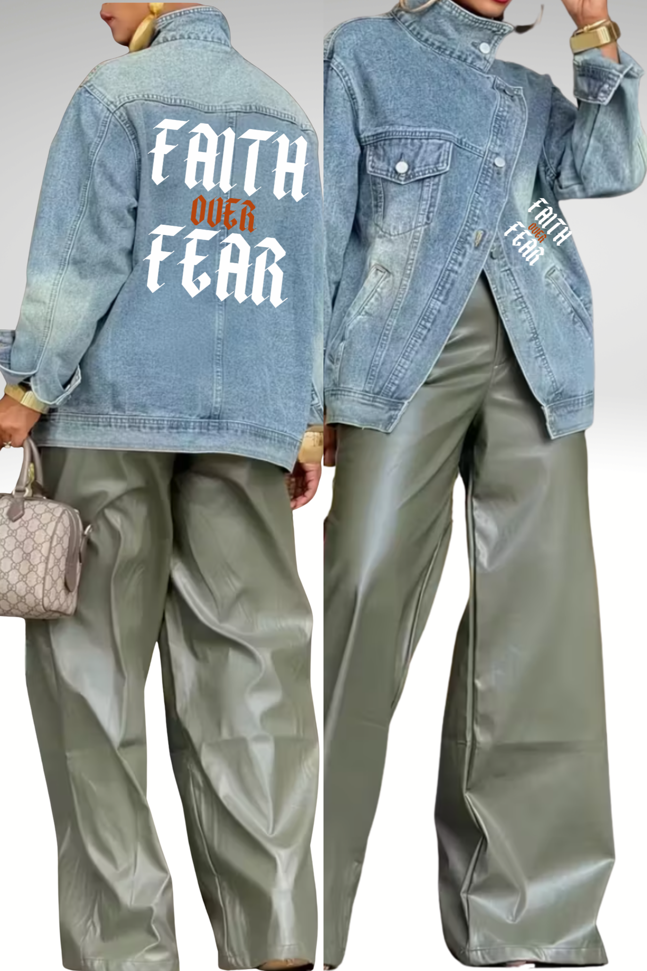 FAITH OVER FEAR DENIM JACKET