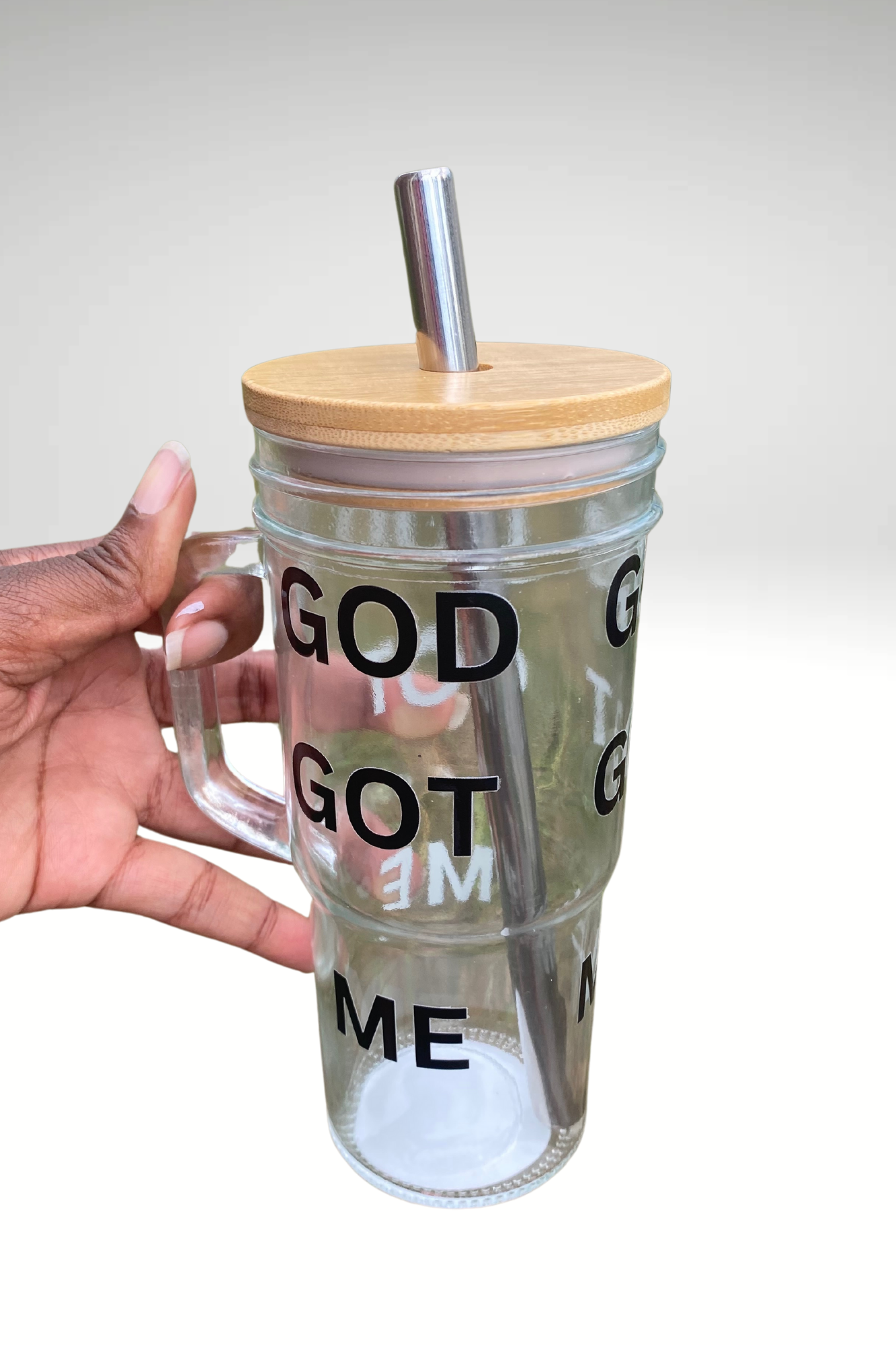 GOD GOT ME GLASS JAR