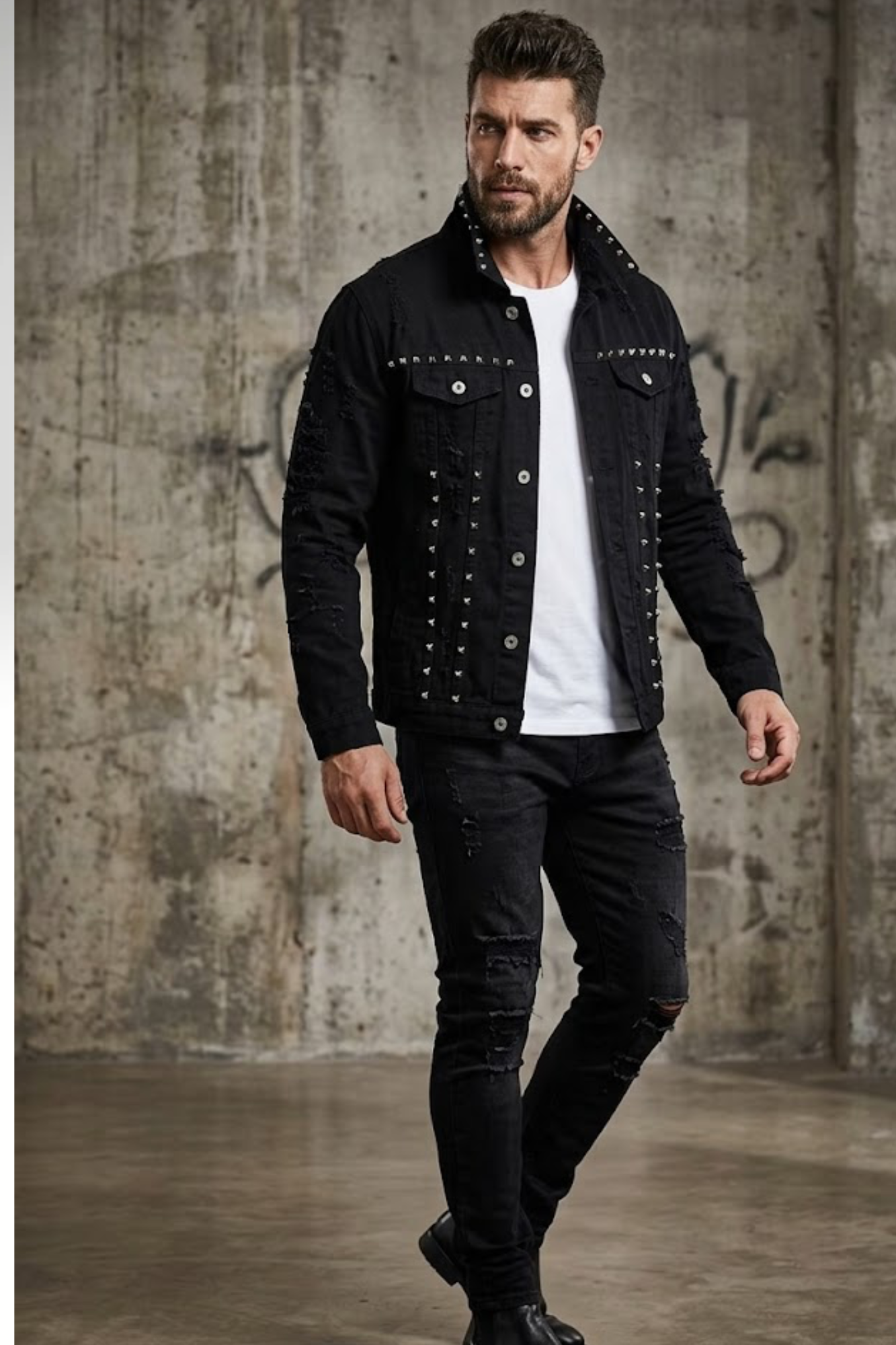 PRAYER WORKS DENIM STUD MENS JACKET
