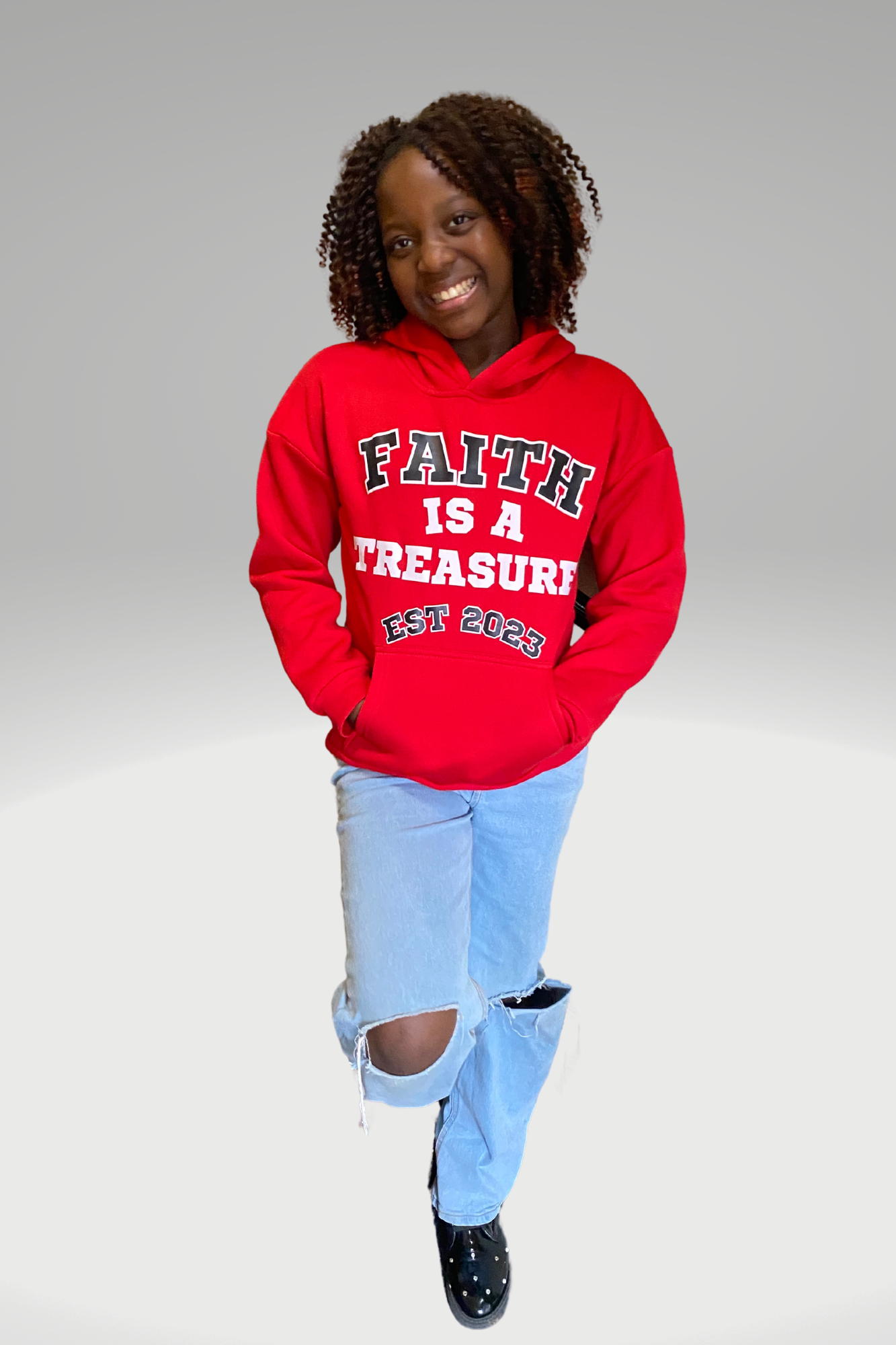 FAITH IS A TREASURE EST KIDS HOODIE