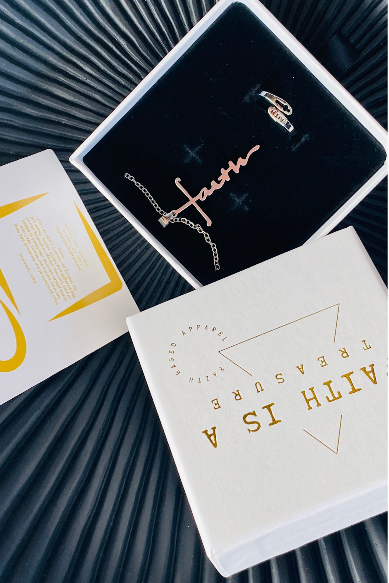 FAITH SILVER NECKLACE PENDANT RING SET