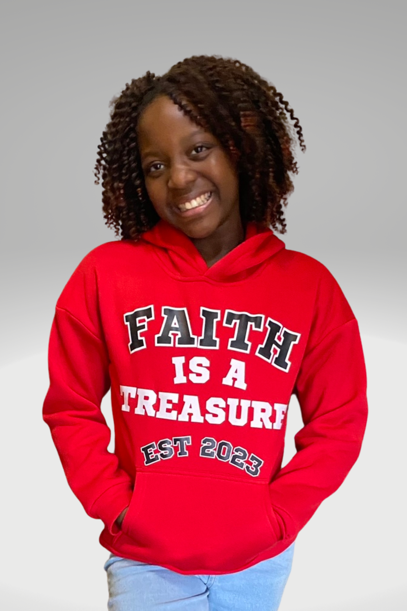 FAITH IS A TREASURE EST KIDS HOODIE