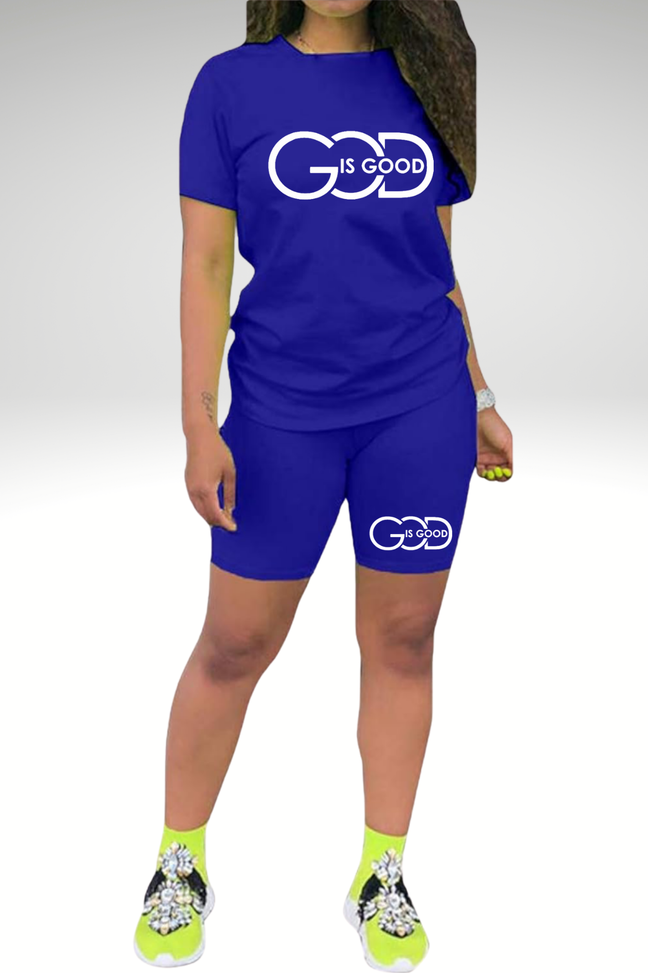 GOD IS GOOD WOMENS SHORT SETS