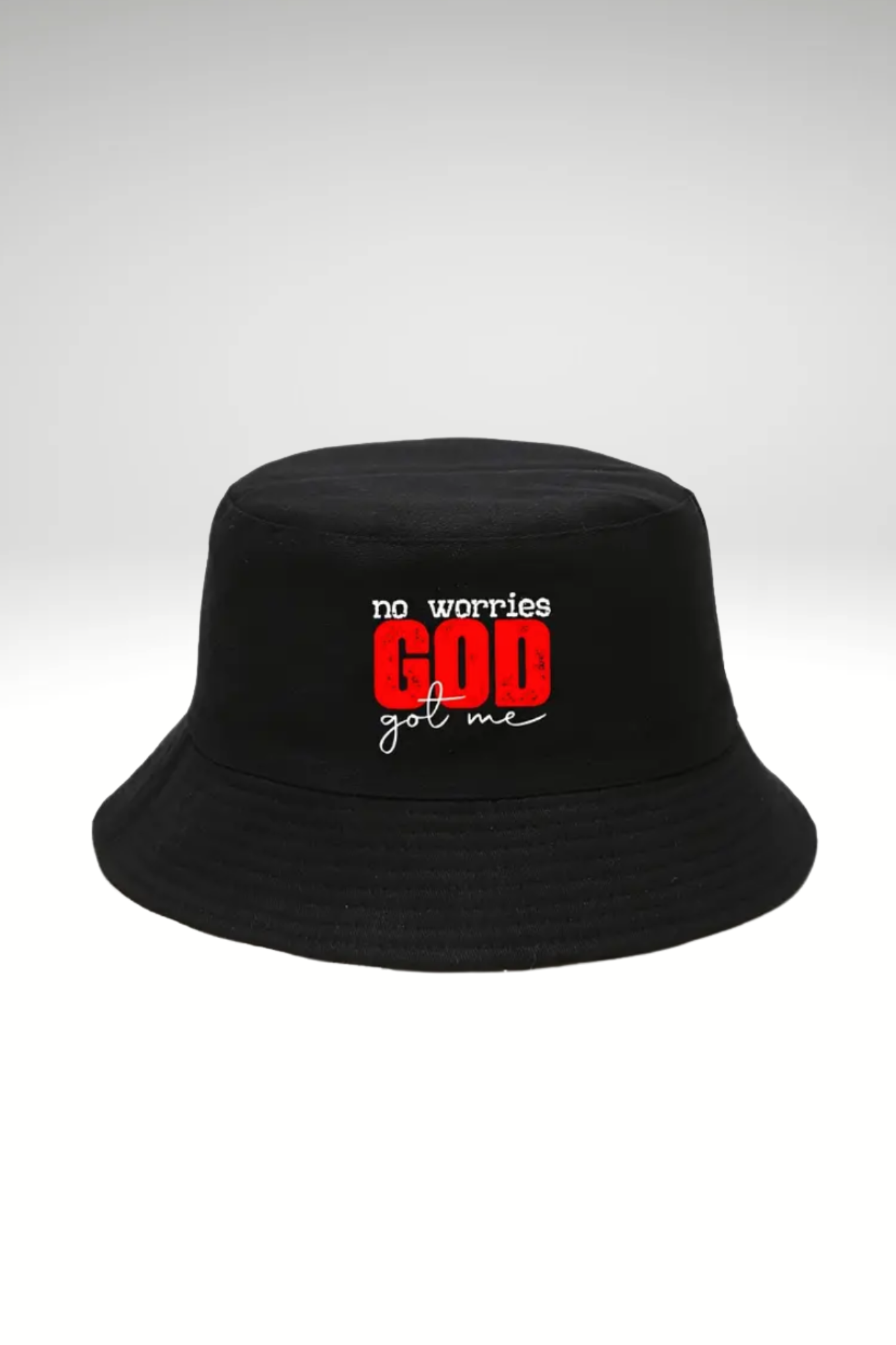 NO WORRIES GOD GOT ME BUCKET HAT
