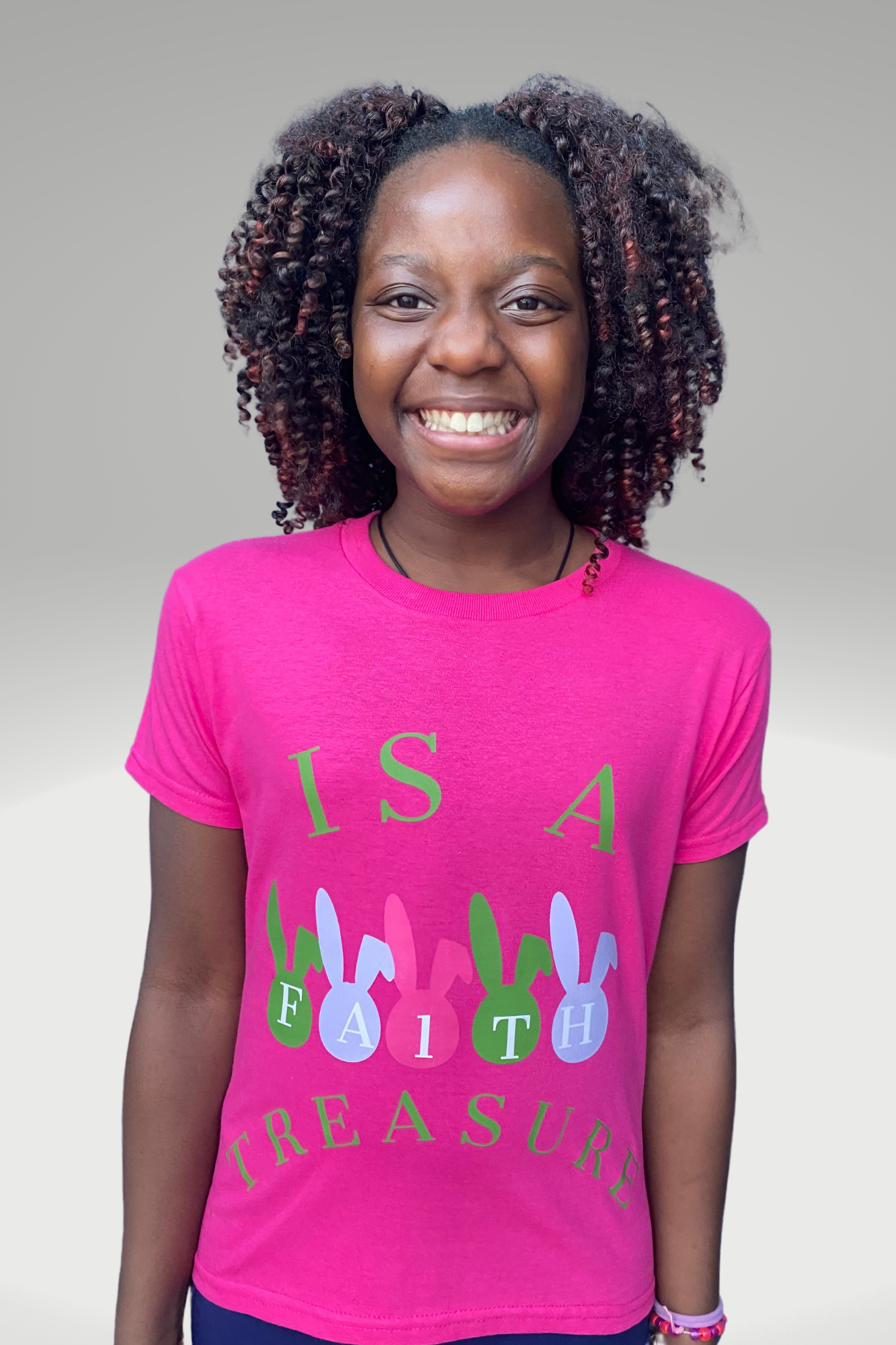 BUNNY FAITH IS A TREASURE KIDS T-SHIRT