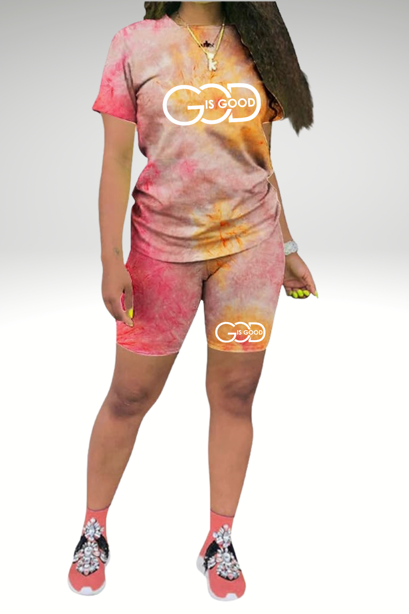 GOD IS GOOD WOMENS SHORT SETS