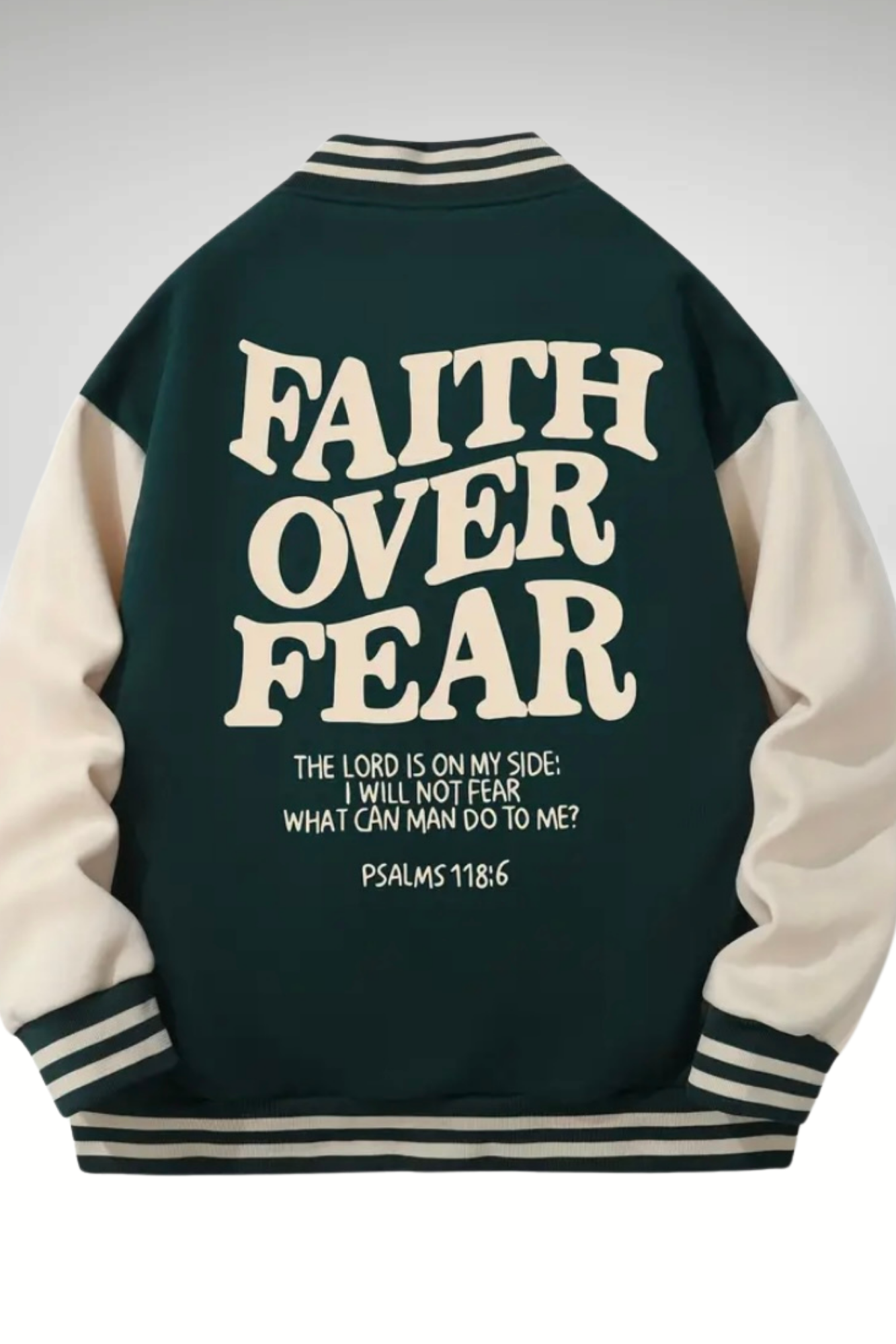 FAITH OVER FEAR MEN’S BASEBALL JACKET