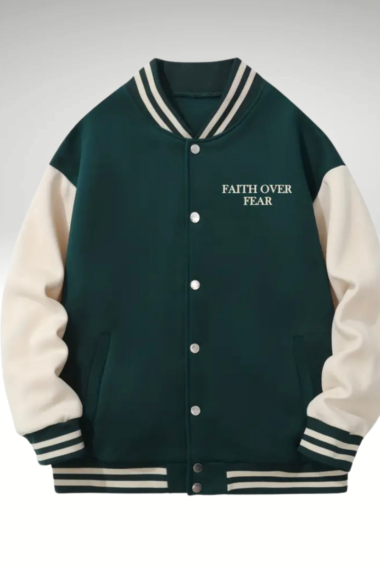 FAITH OVER FEAR MEN’S BASEBALL JACKET