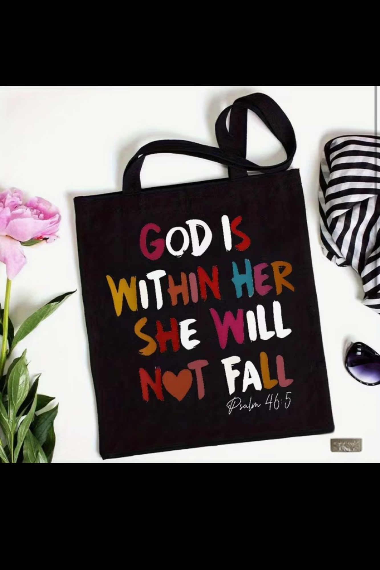 GOD IS WITH HER CANVAS BAG