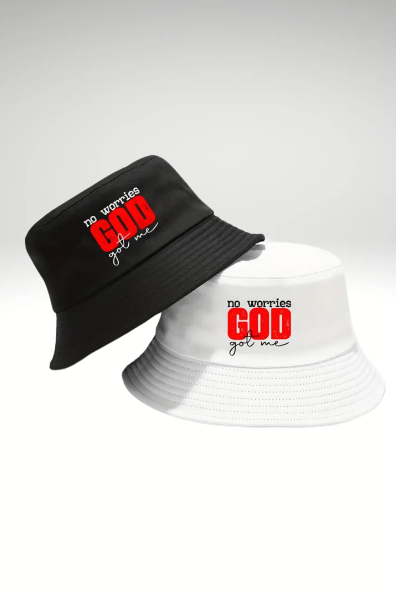 NO WORRIES GOD GOT ME BUCKET HAT