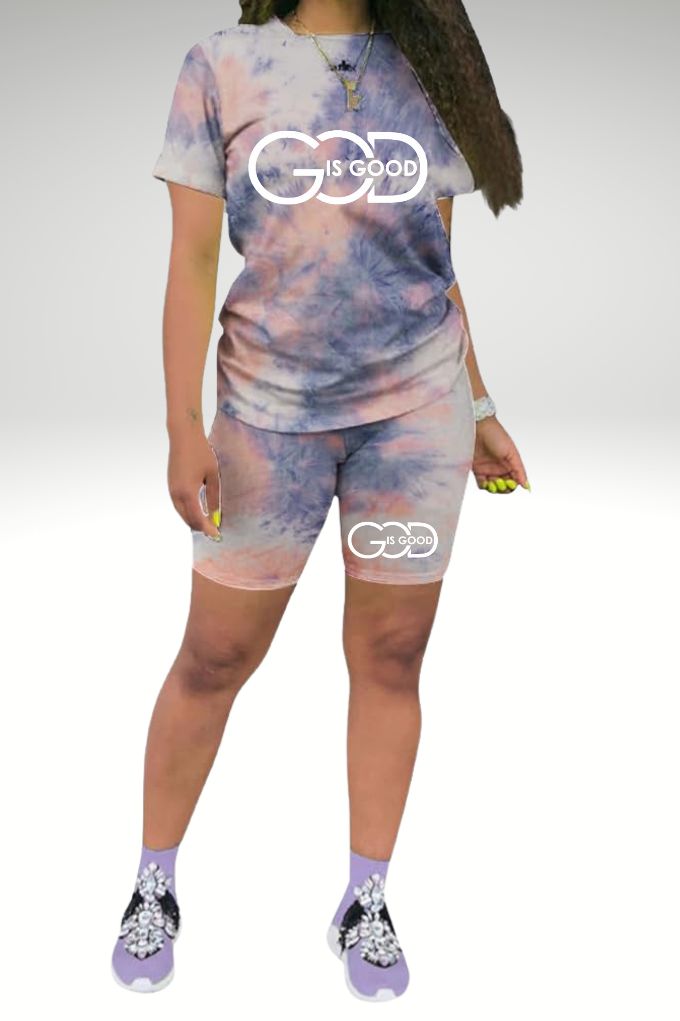 GOD IS GOOD WOMENS SHORT SETS