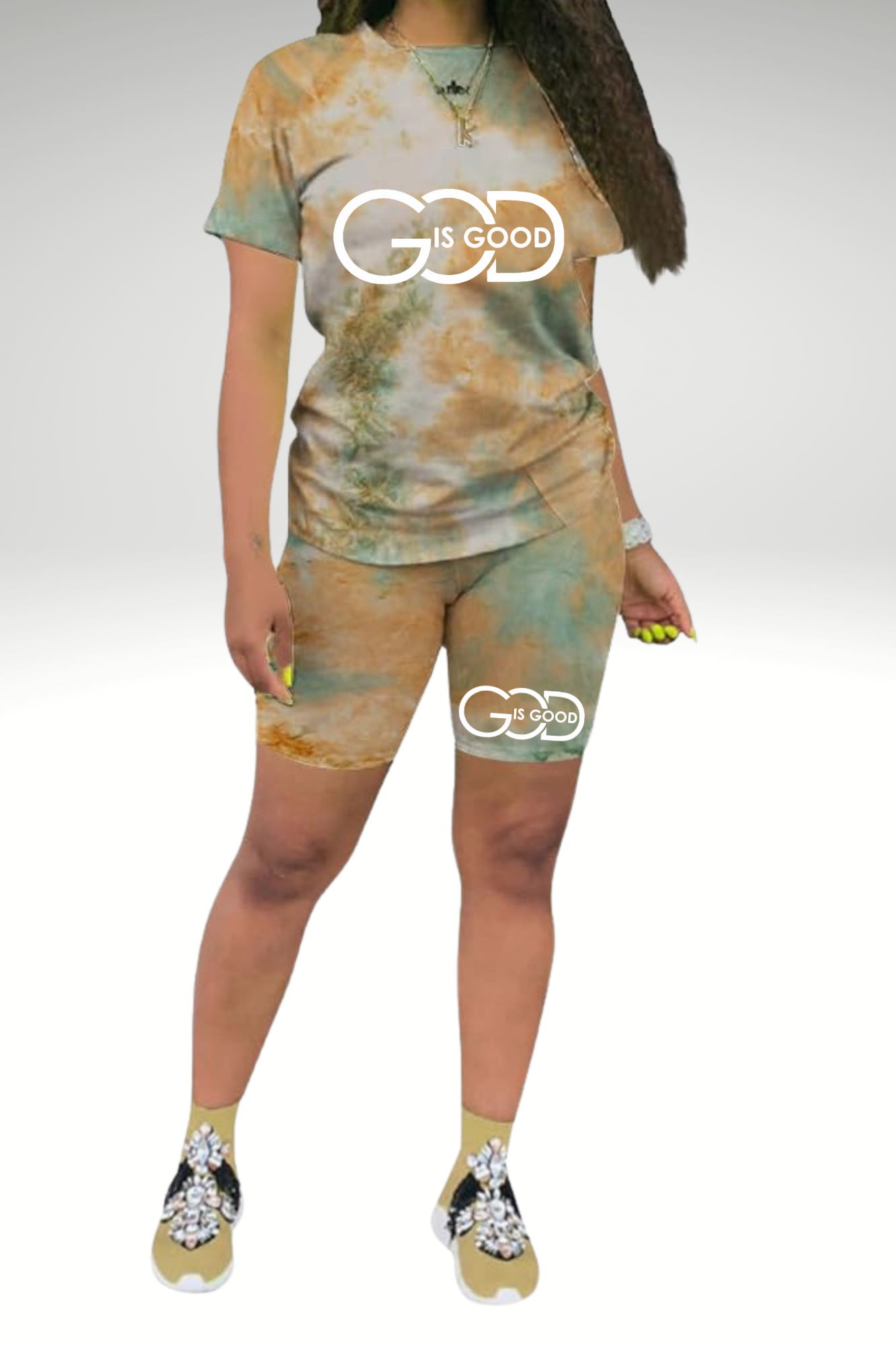 GOD IS GOOD WOMENS SHORT SETS