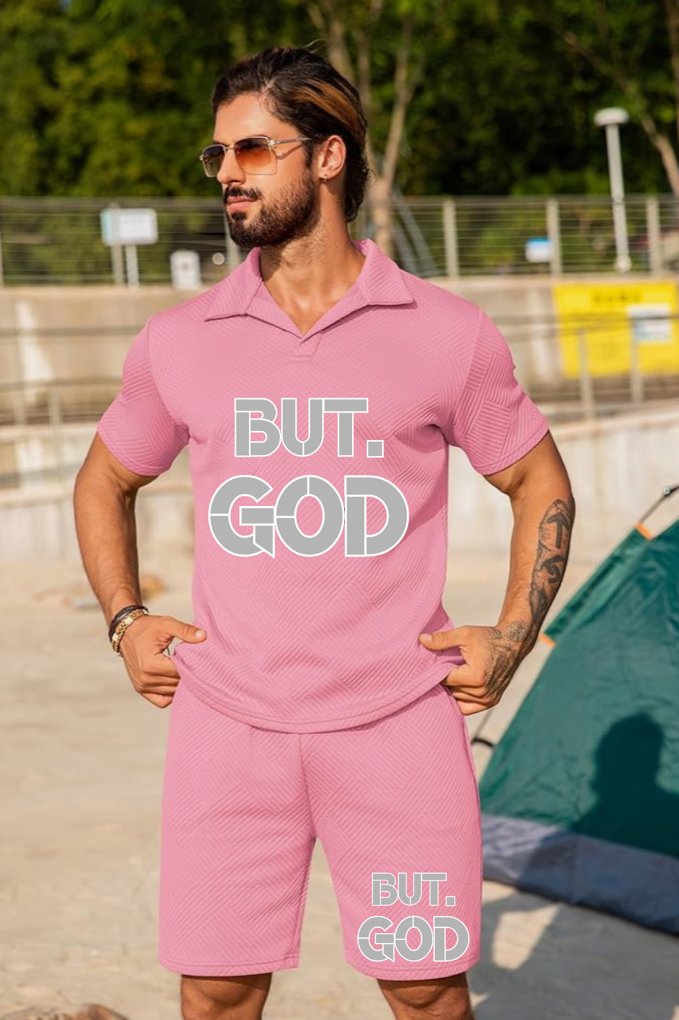 BUT GOD SHIRT SHORT SET