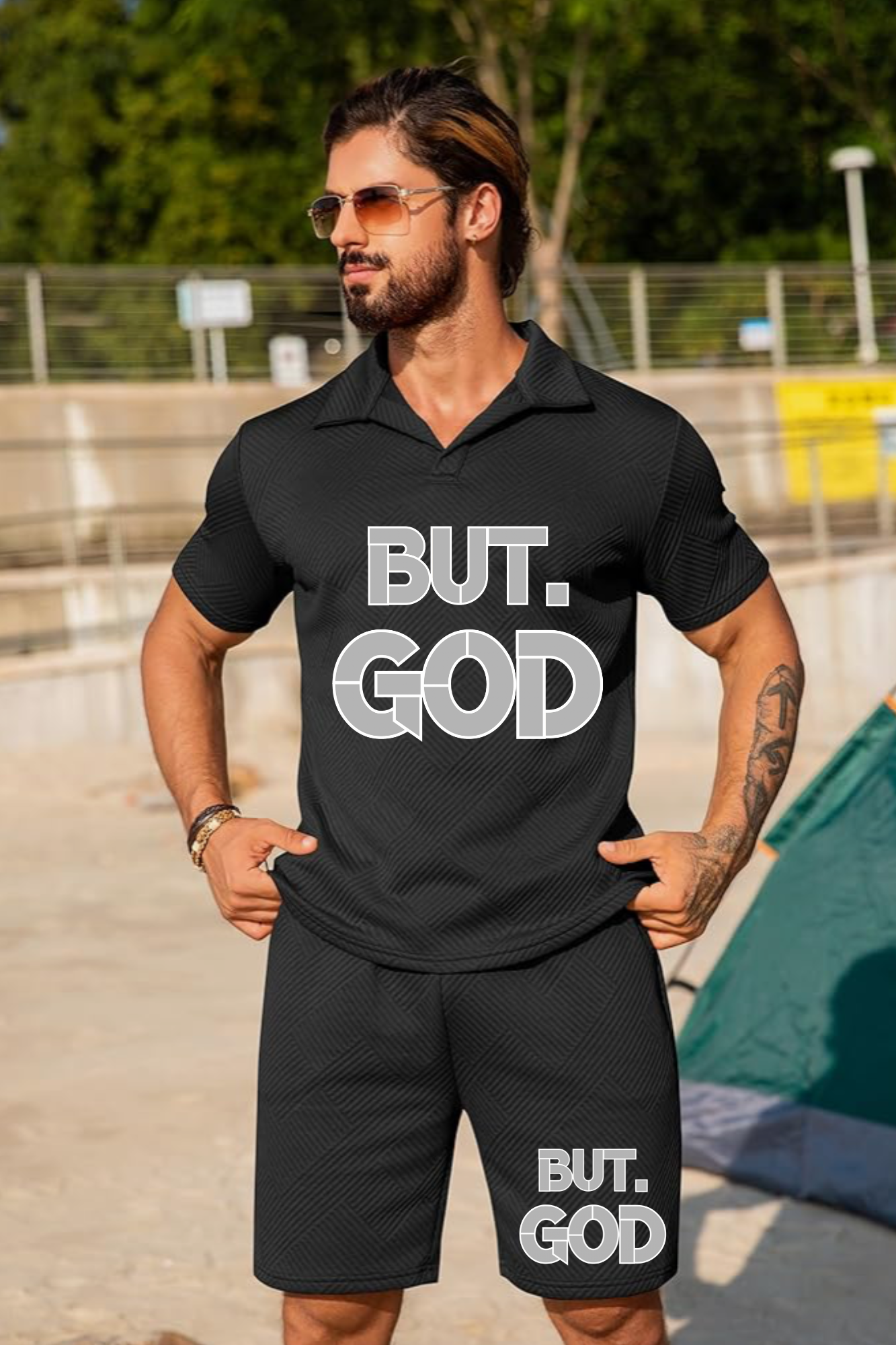BUT GOD SHIRT SHORT SET
