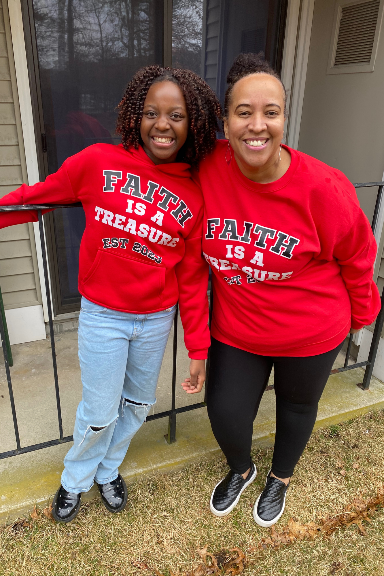 FAITH IS A TREASURE EST RED SWEATSHIRT