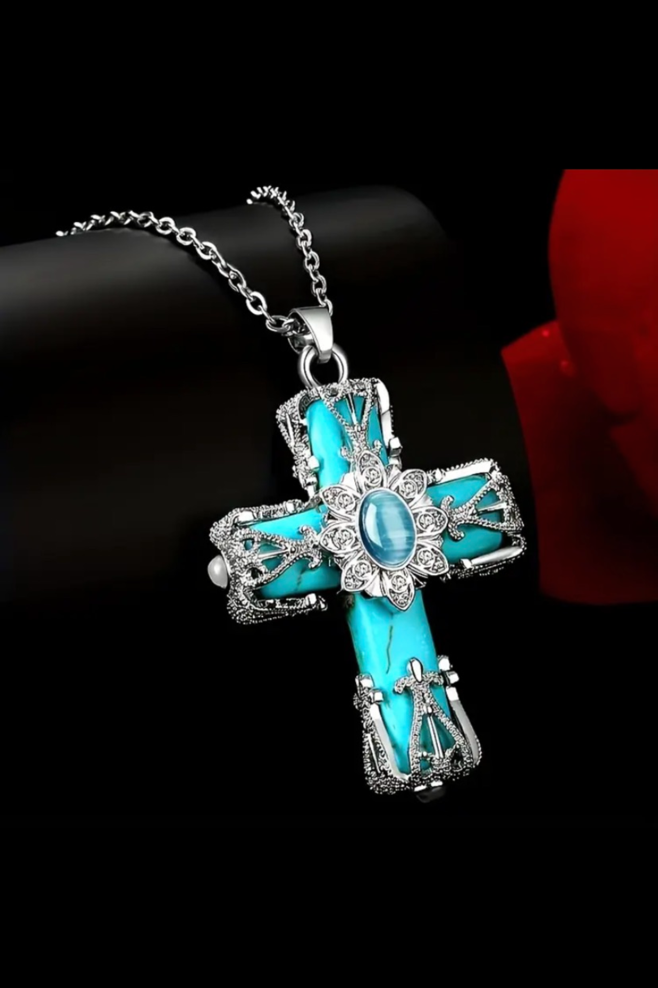 CRYSTAL CROSS NECKLACE - FAITH IS A TREASURE