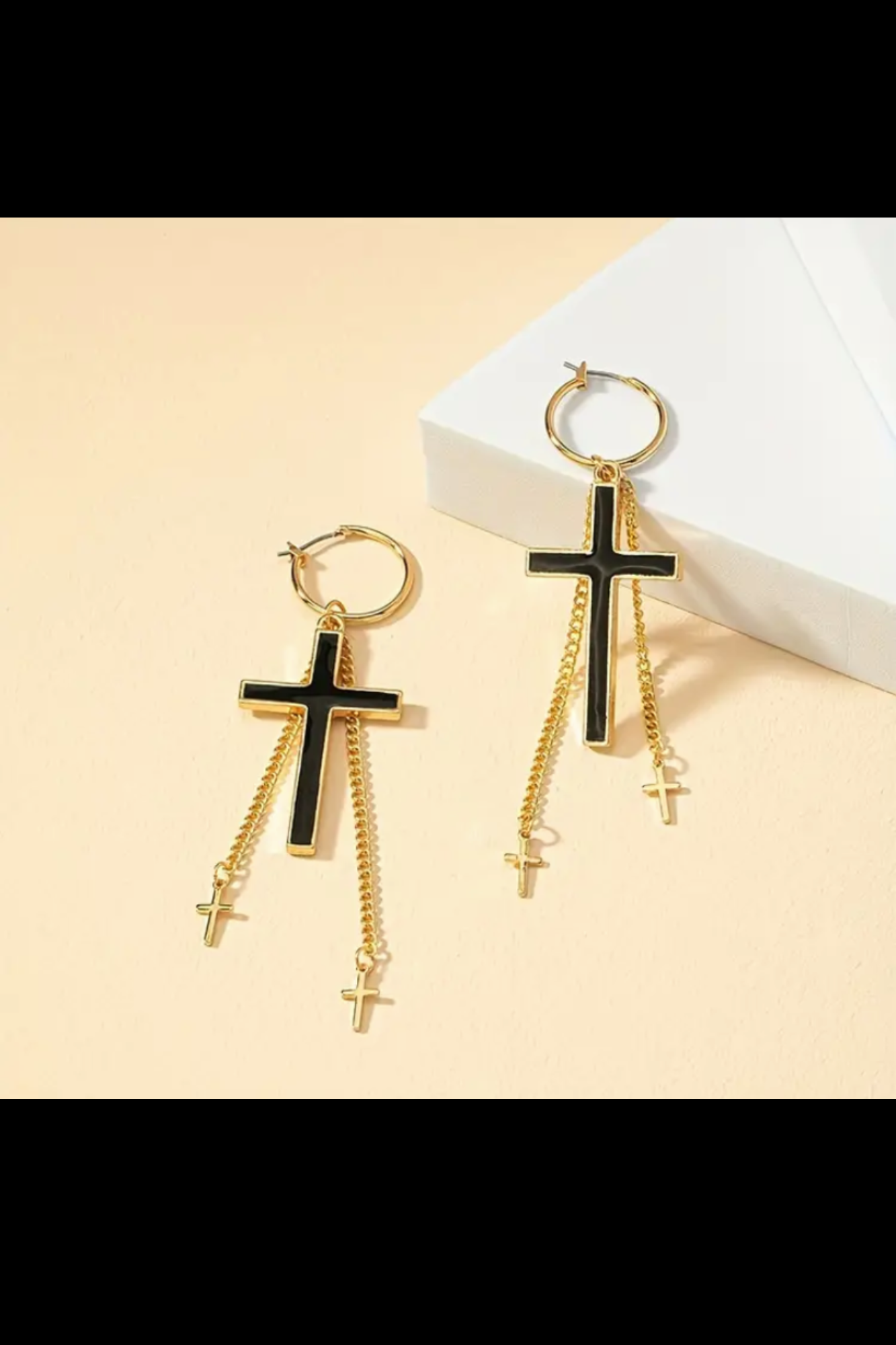 FAITHFUL GLORY CROSS CHAIN EARRINGS