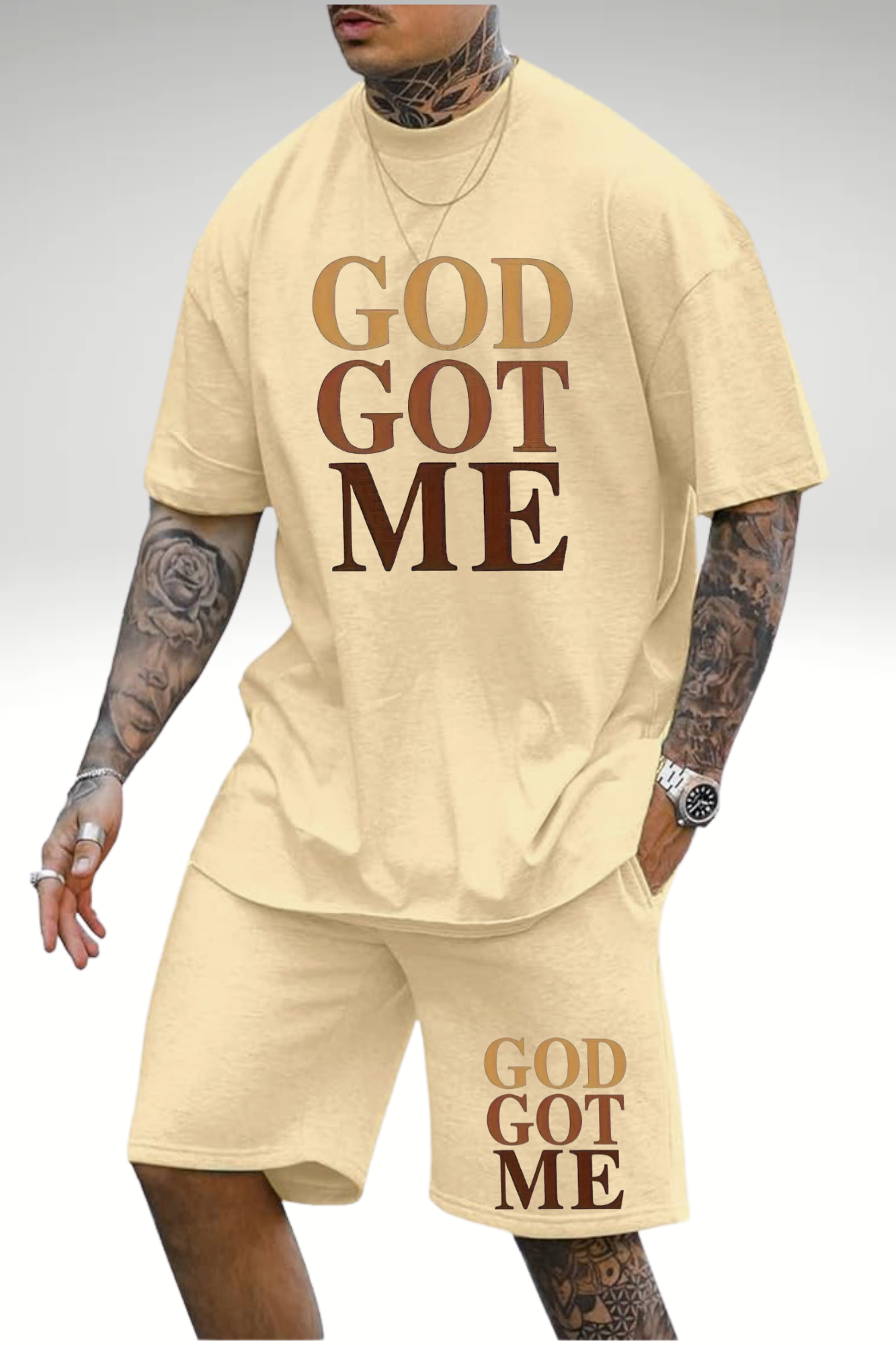 GOD GOT ME MEN SHORT SET
