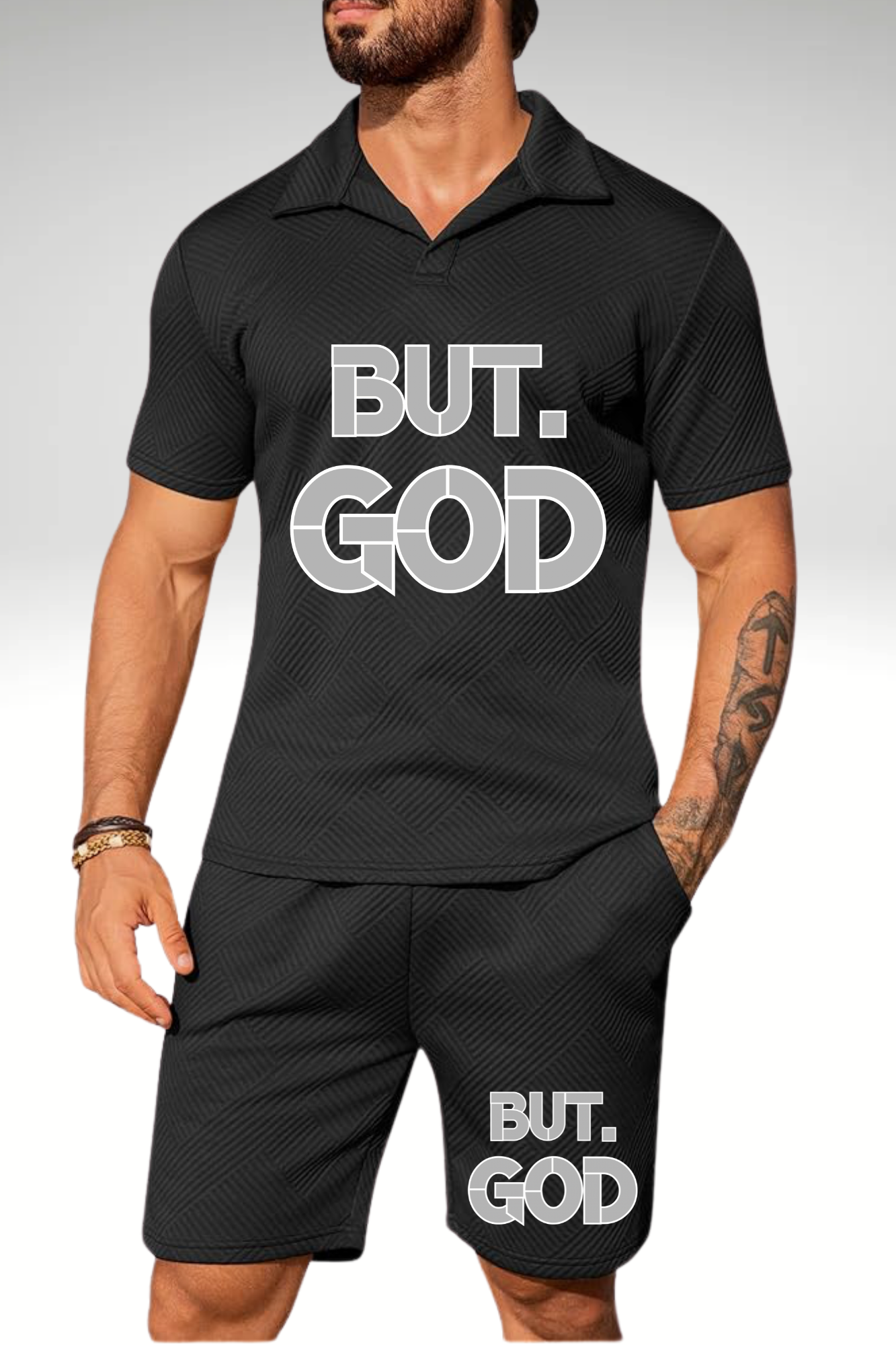 BUT GOD SHIRT SHORT SET