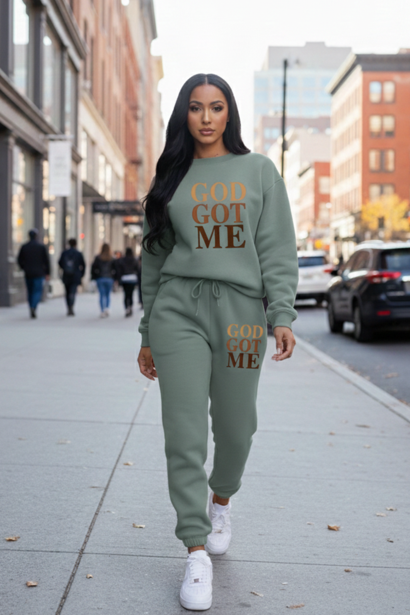 GOD GOT ME BROWN SWEATSHIRT SETS