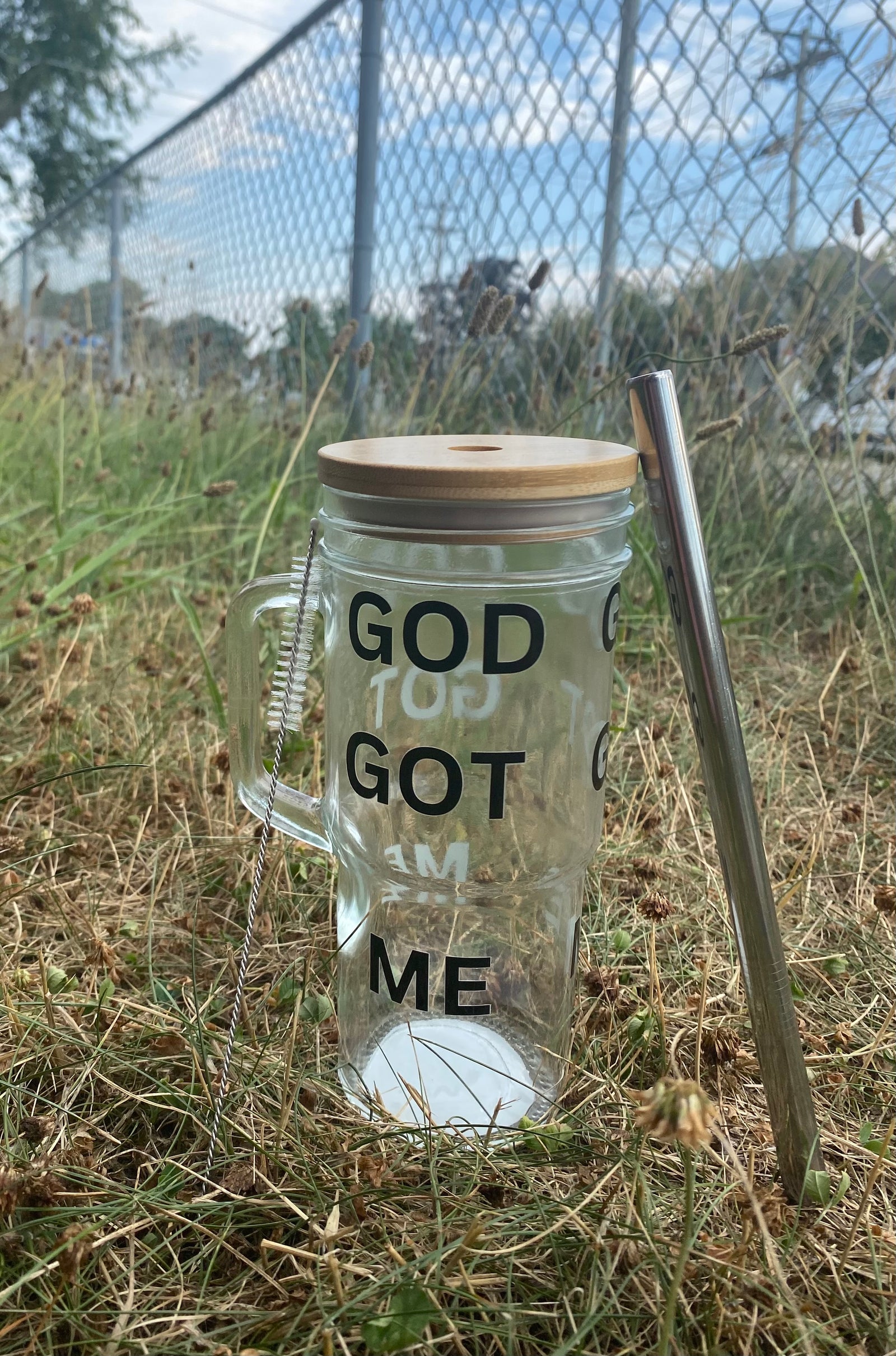 GOD GOT ME GLASS JAR