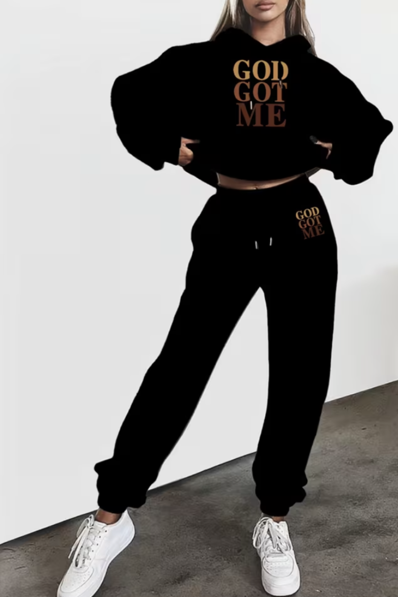 GOD GOT ME COFFEE BROWN SET