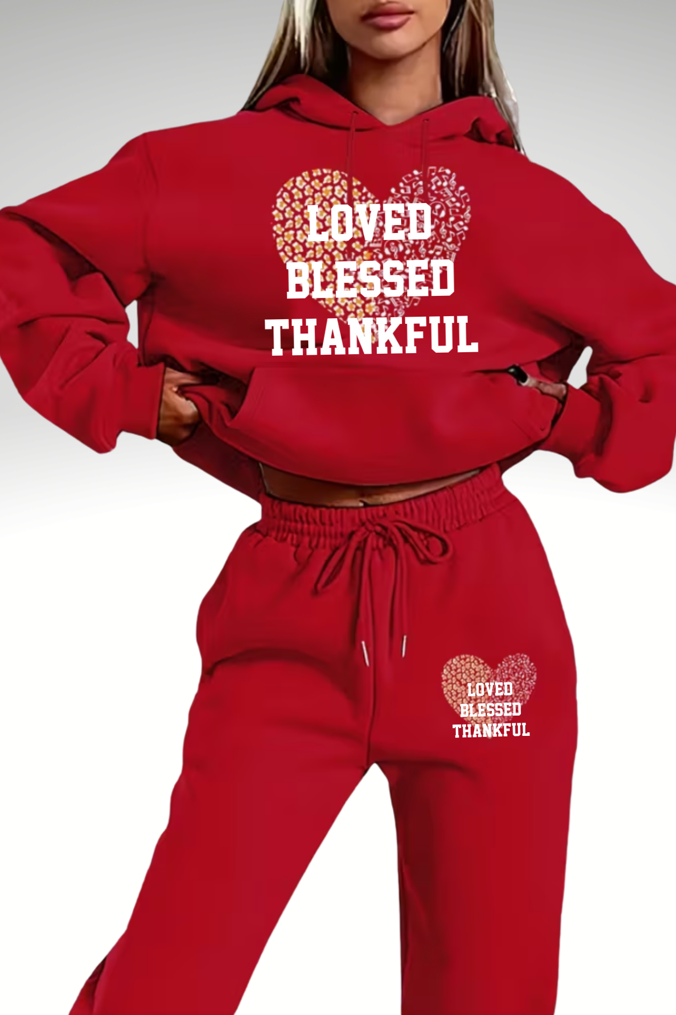 LOVED BLESSED THANKFUL HOODIE SET