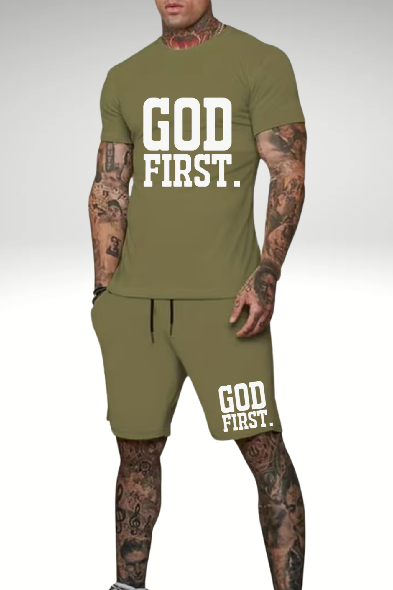 GOD FIRST SHORT SET