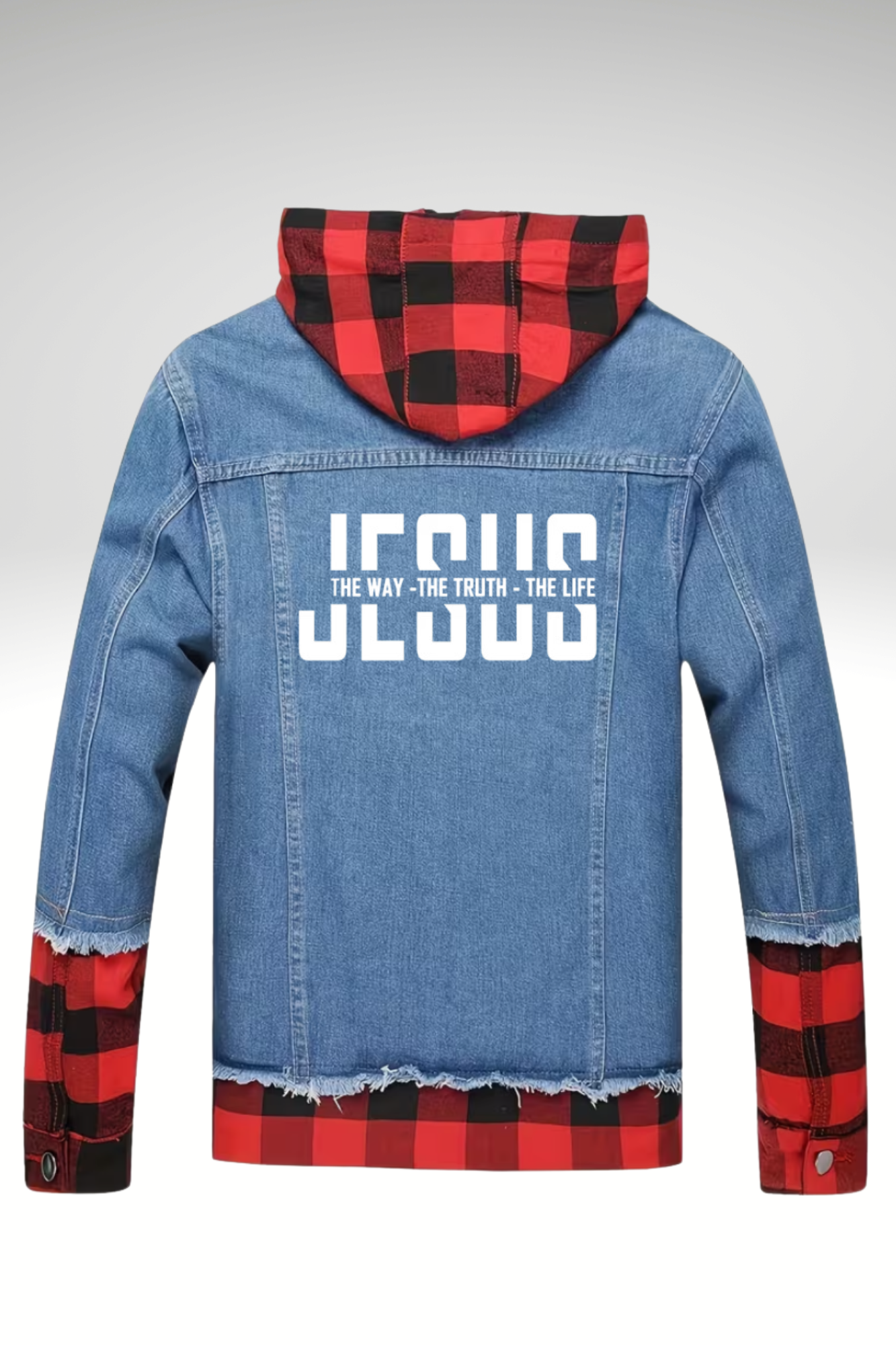 JESUS IS THE WAY DENIM HOODIE JACKET