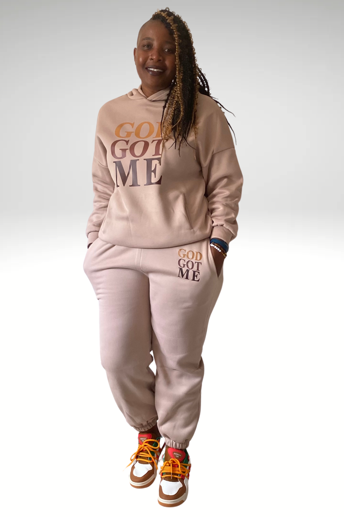 GOD GOT ME COFFEE BROWN SET