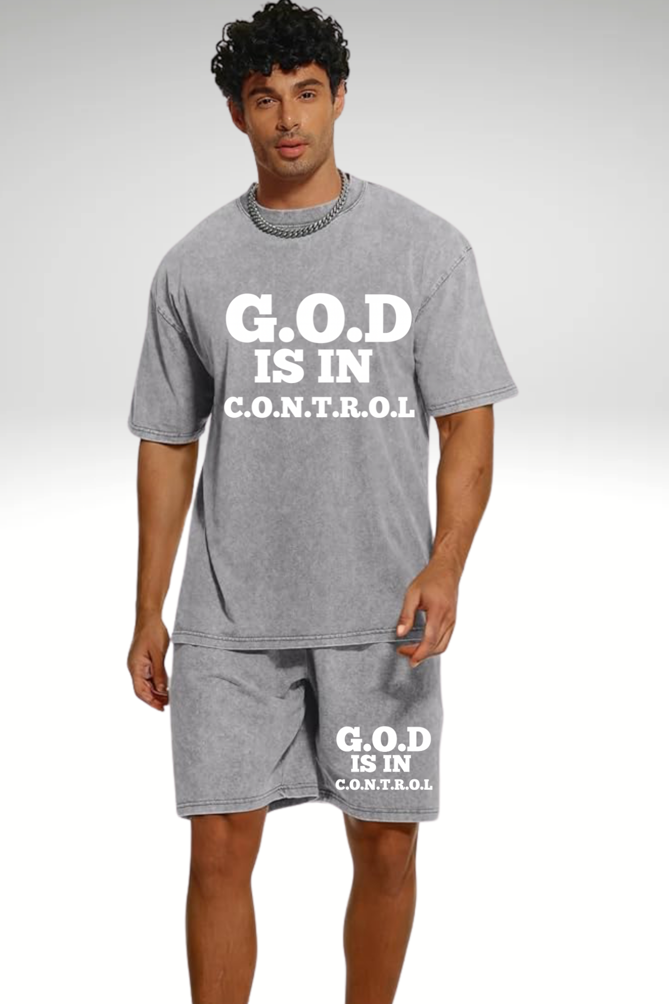 GOD IS IN CONTROL MENS SHORT SET