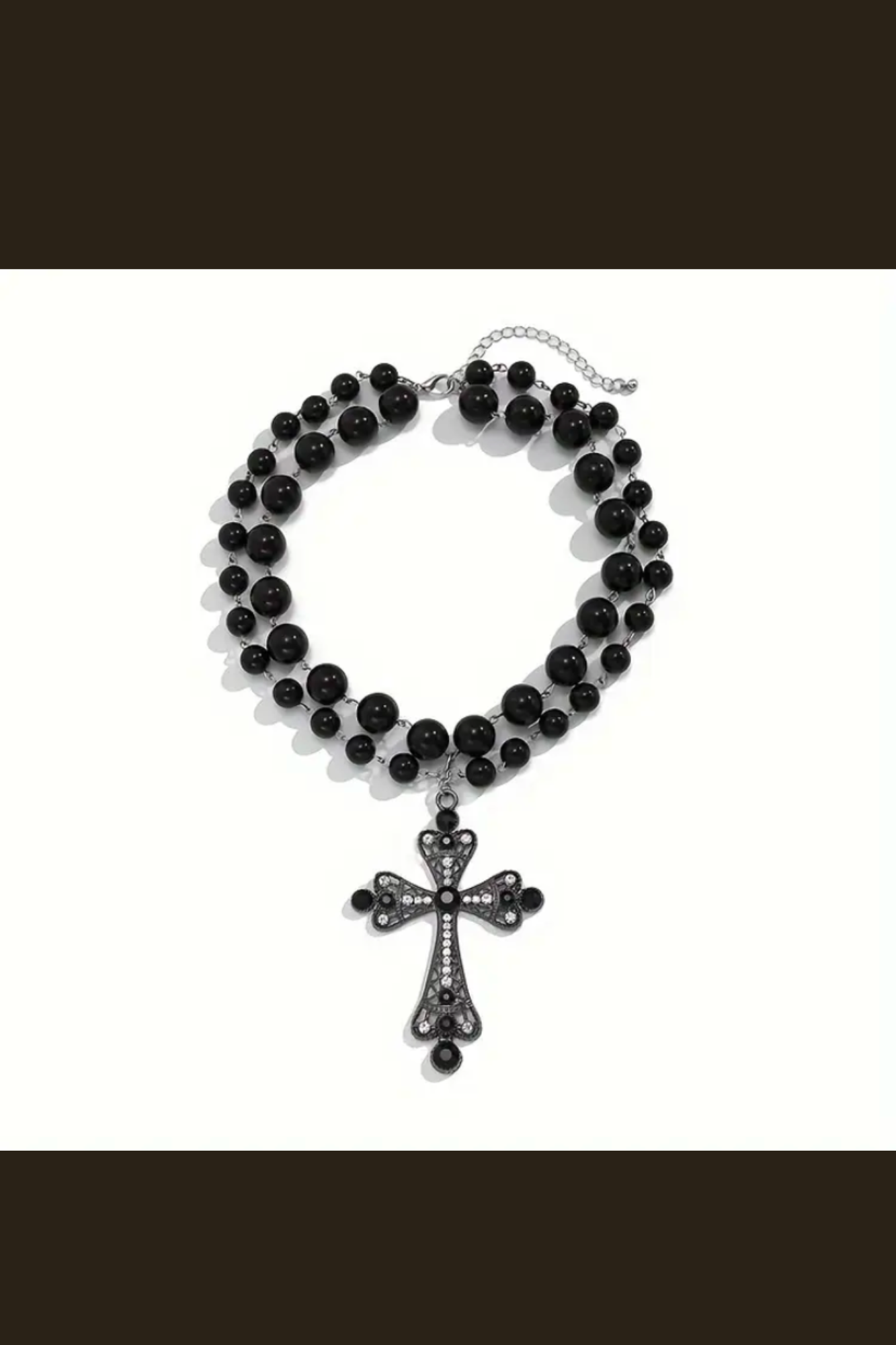 BLACK PEARLS CROSS NECKLACE