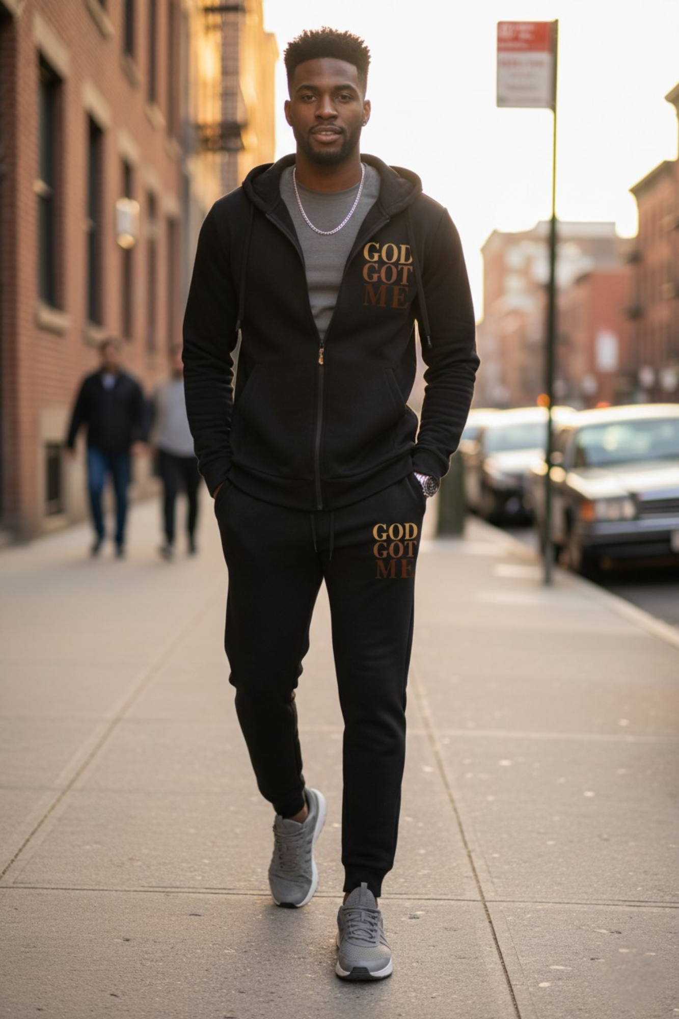 GOD GOT ME ZIPPER HOODIE SETS