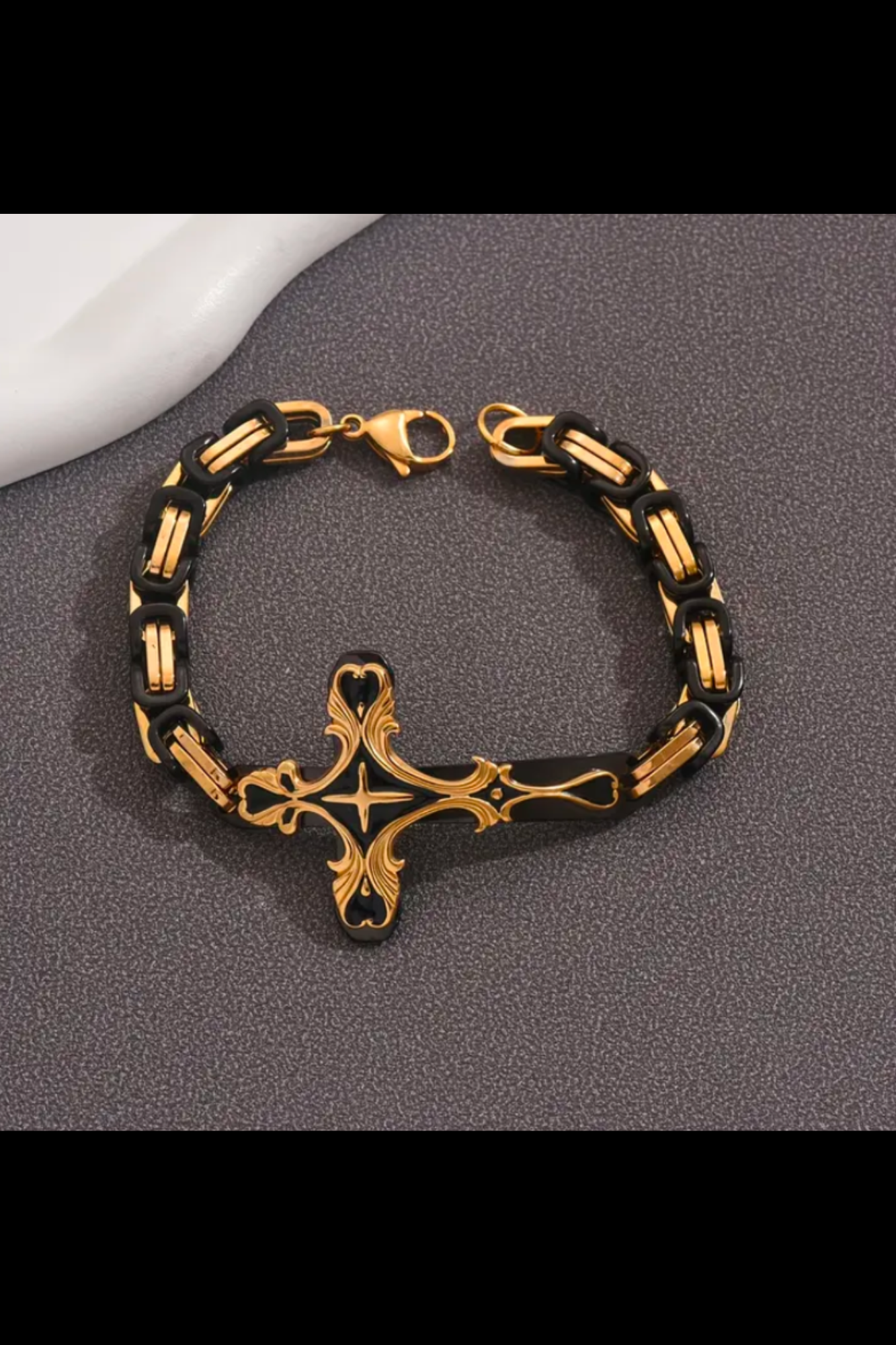 ETERNAL FAITH STAINLESS STEEL CROSS BRACELET