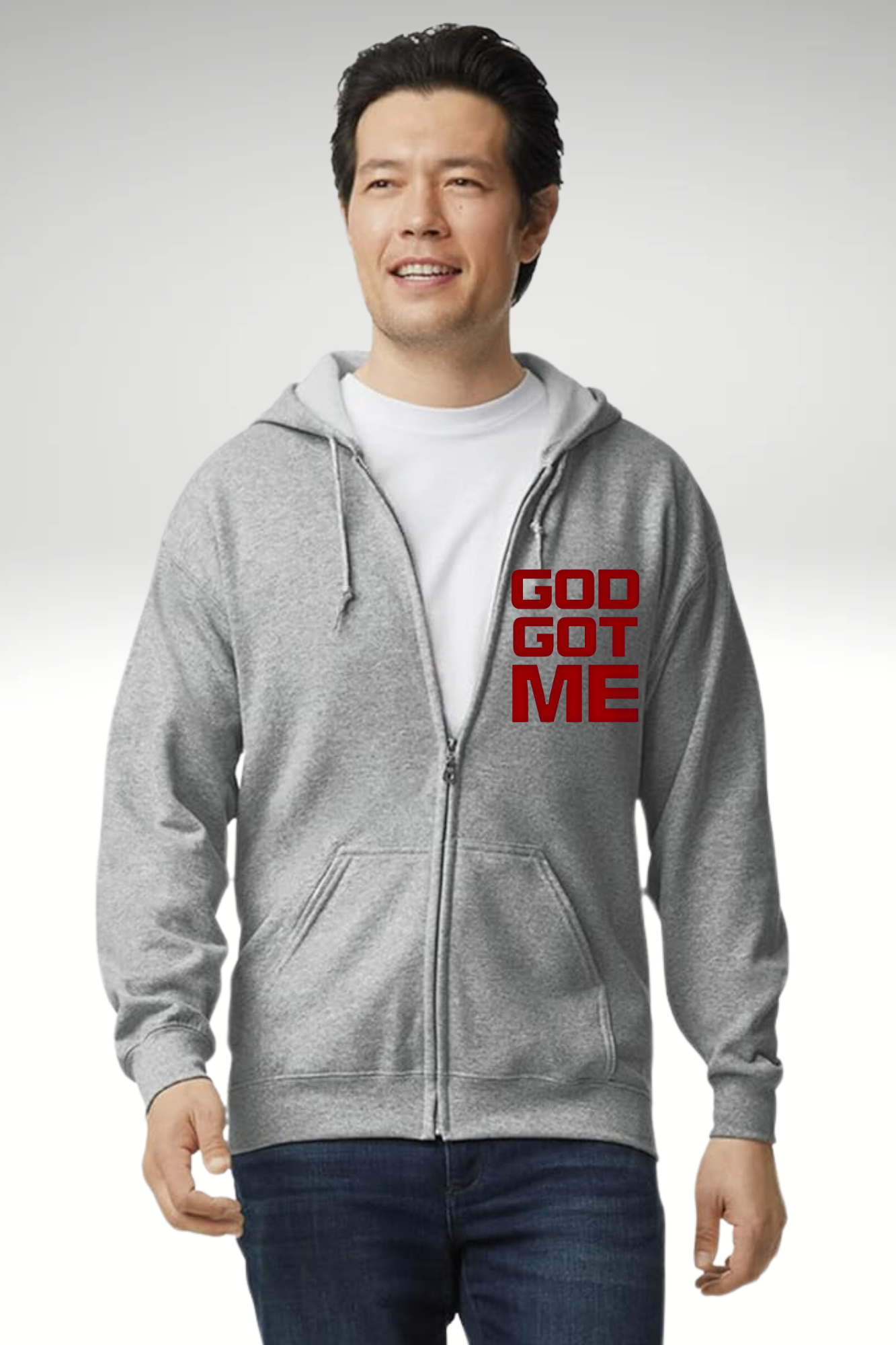 RED VIBES GOD GOT ME ZIPPER HOODIE