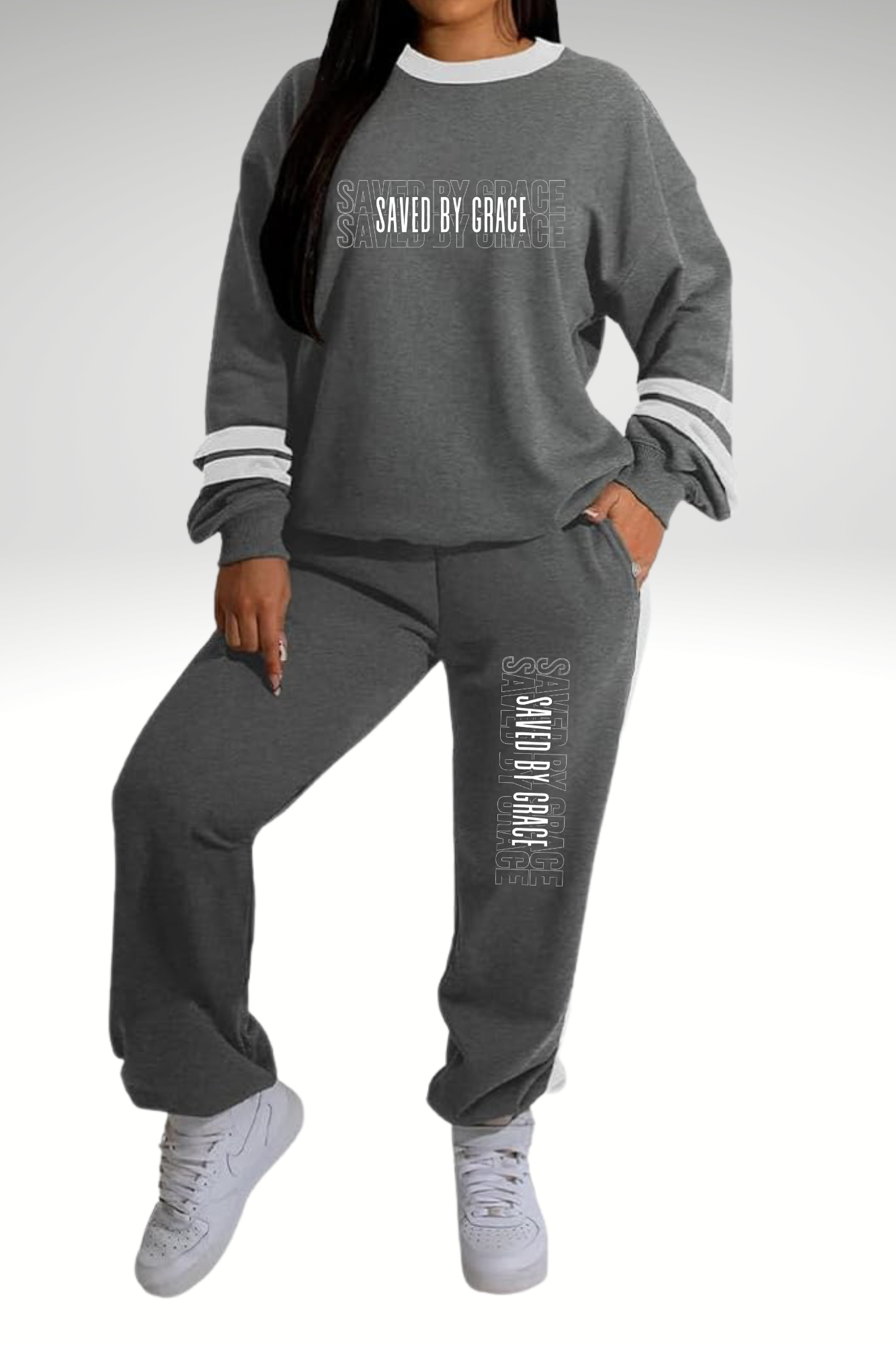 SAVED BY GRACE SWEATSHIRT SETS - FAITH IS A TREASURE