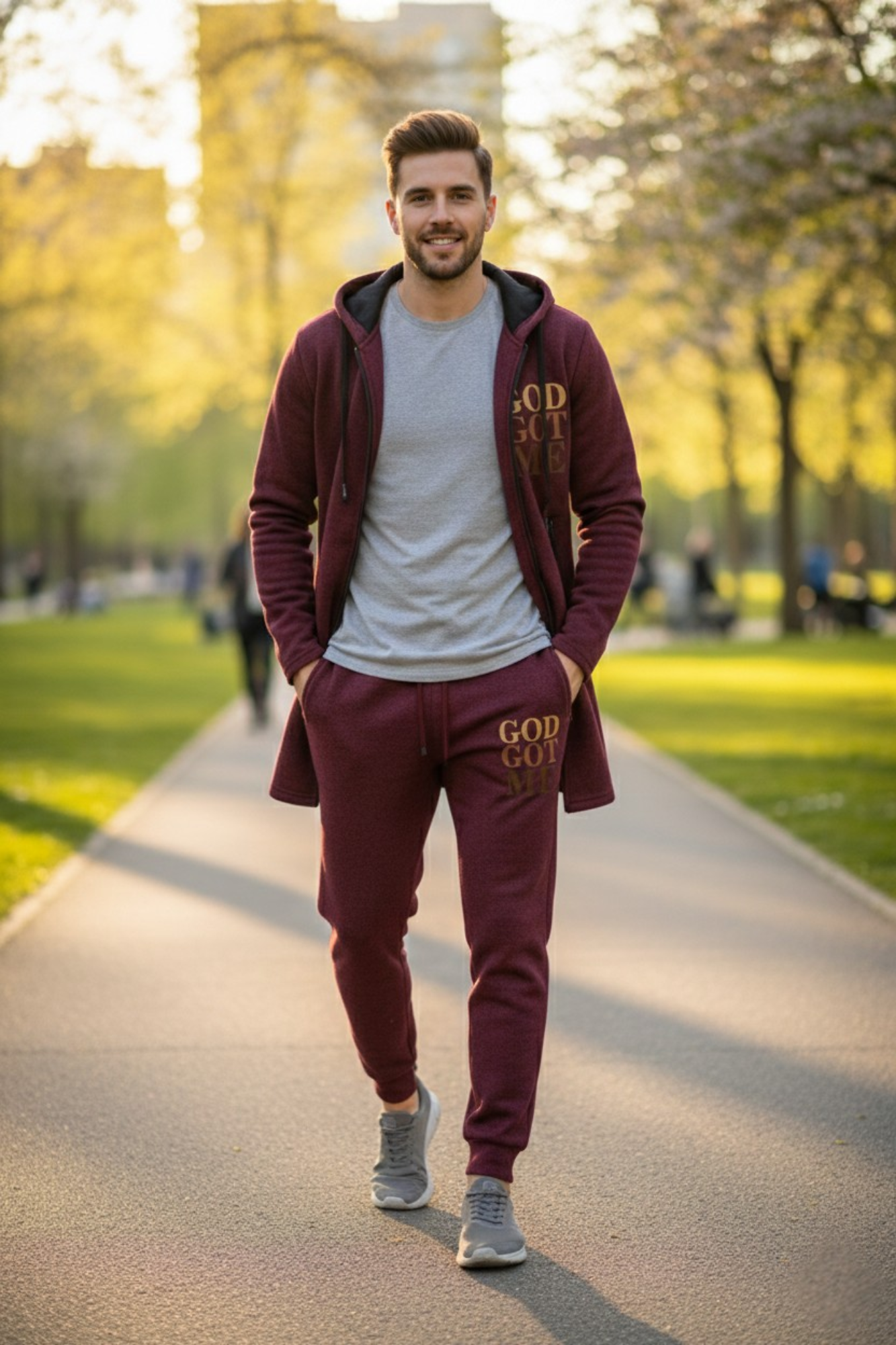 GOD GOT ME ZIPPER HOODIE SETS