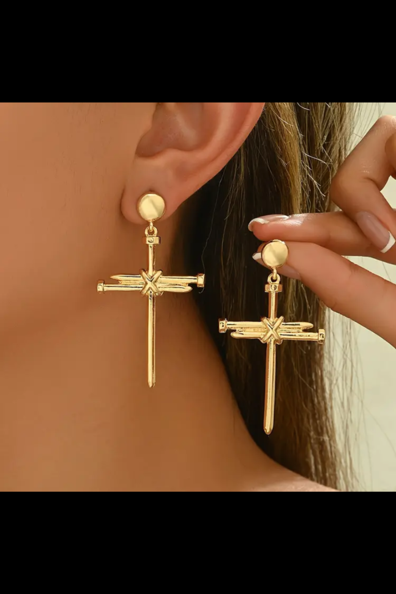 CROSS NAIL EARRINGS