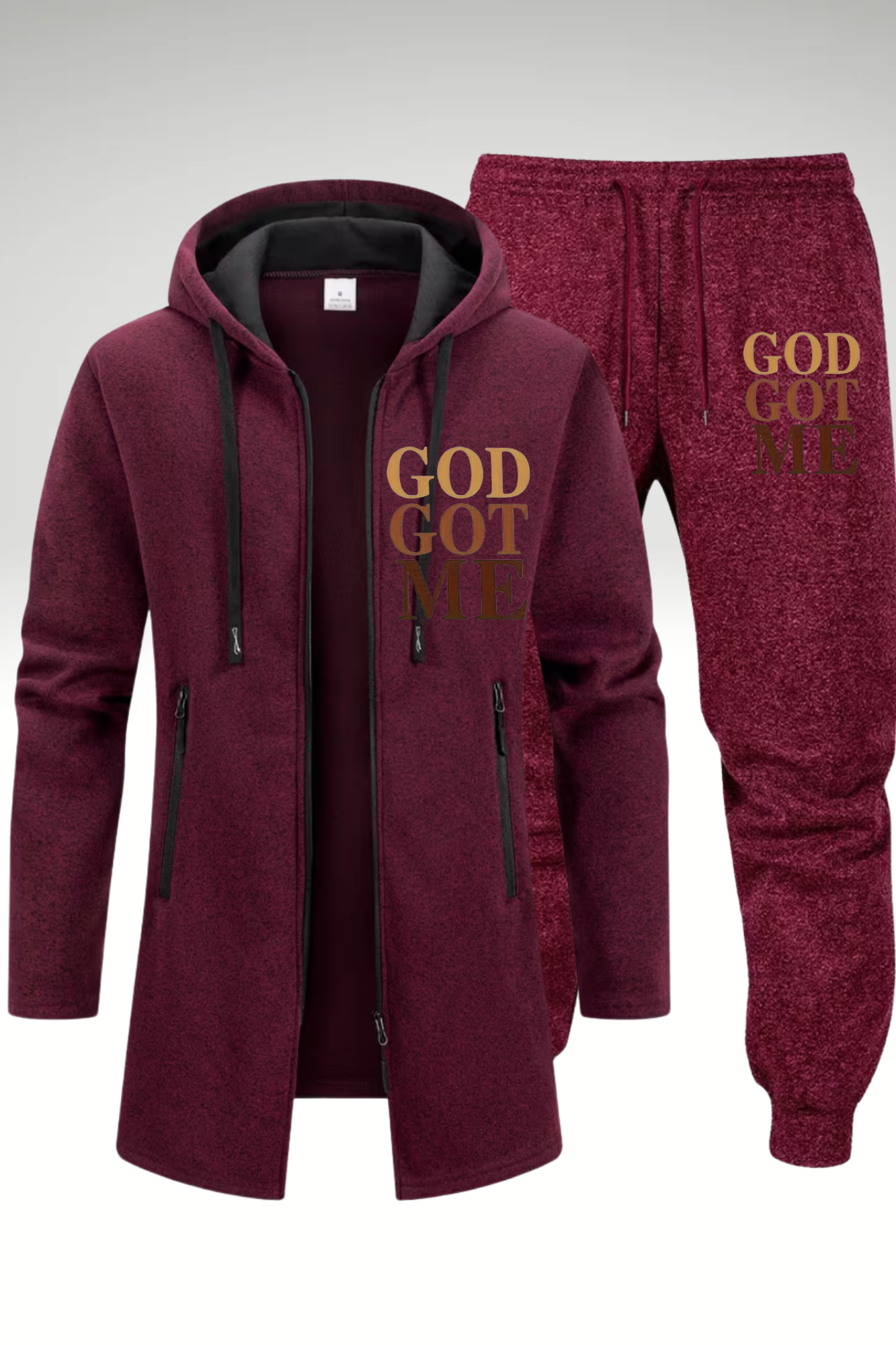 GOD GOT ME ZIPPER HOODIE SETS