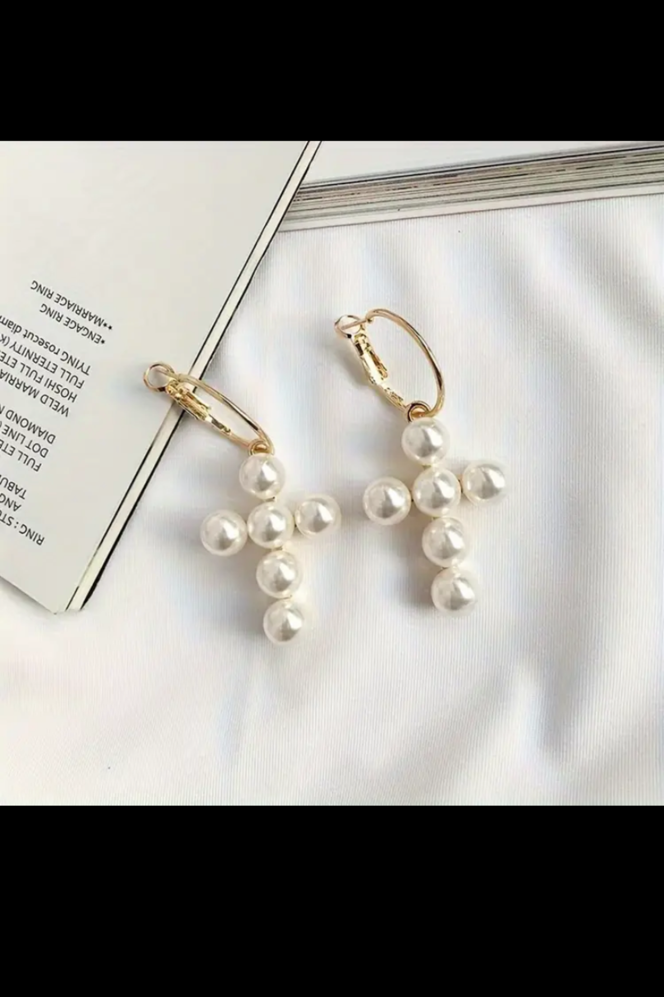 PEARL CROSS HOOP EARRINGS
