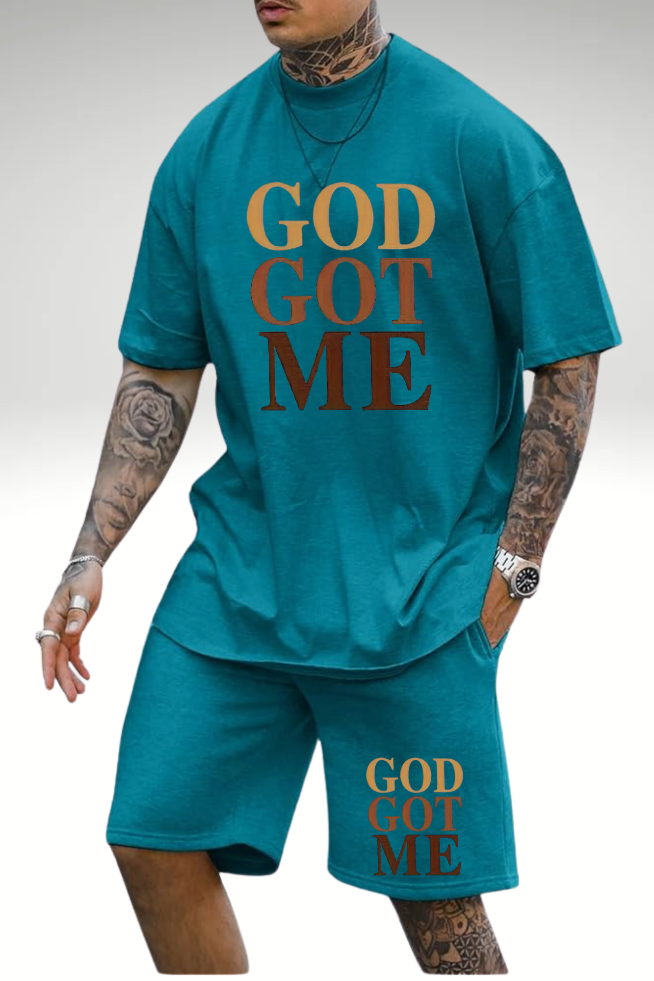 GOD GOT ME MEN SHORT SET