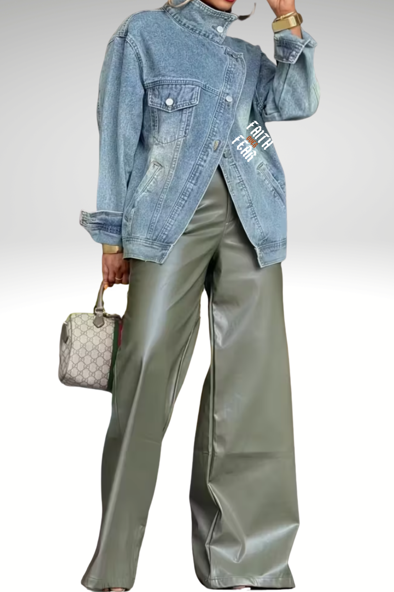 FAITH OVER FEAR DENIM JACKET