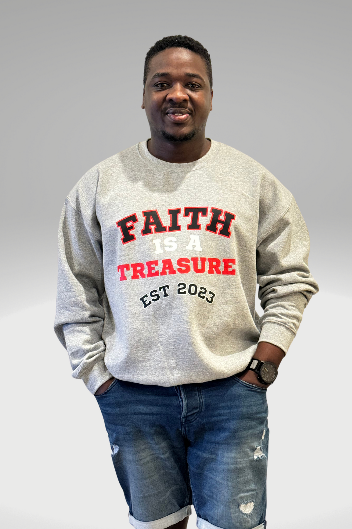 FAITH IS A TREASURE EST MENS SWEATSHIRT
