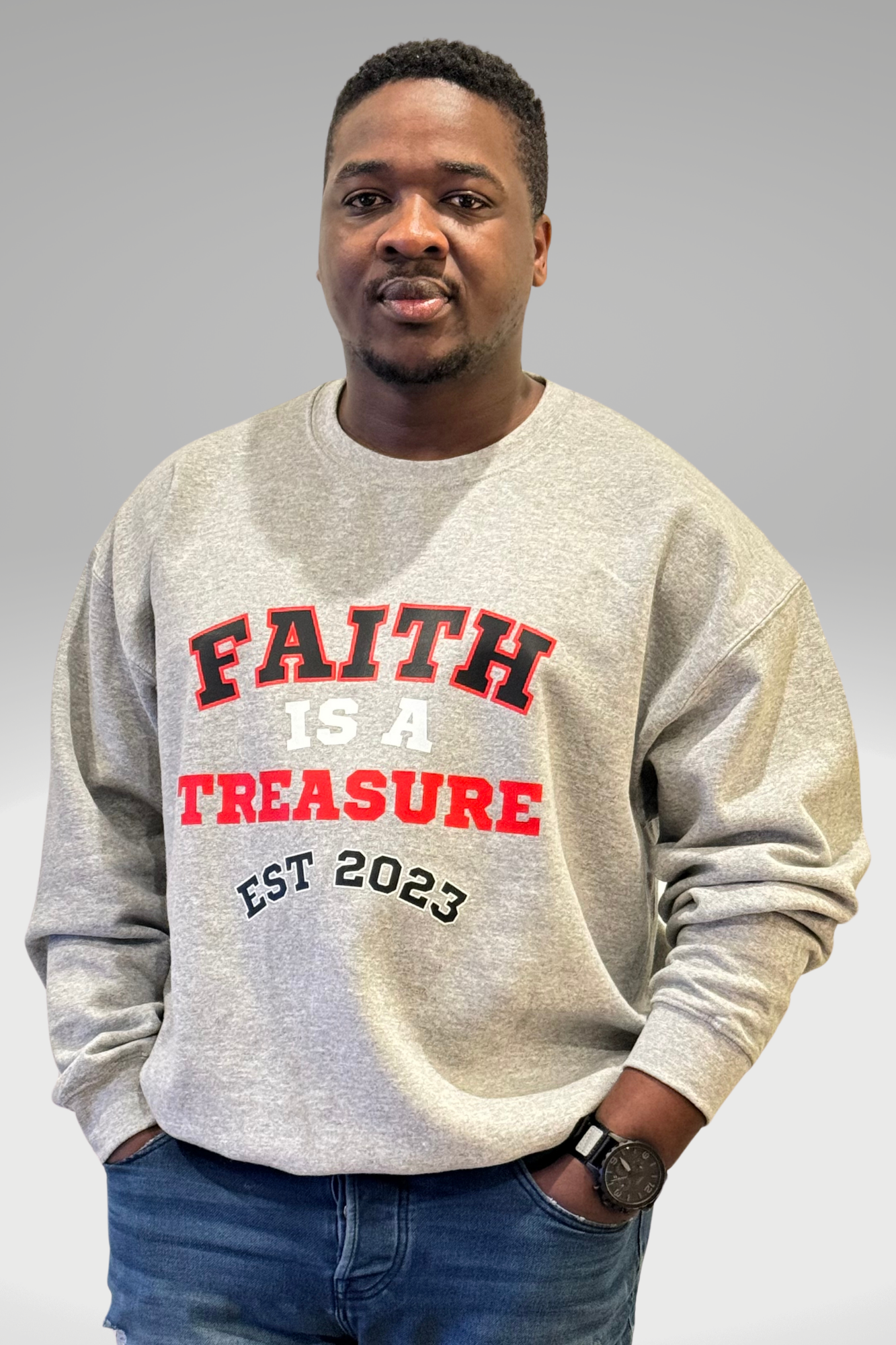 FAITH IS A TREASURE EST MENS SWEATSHIRT