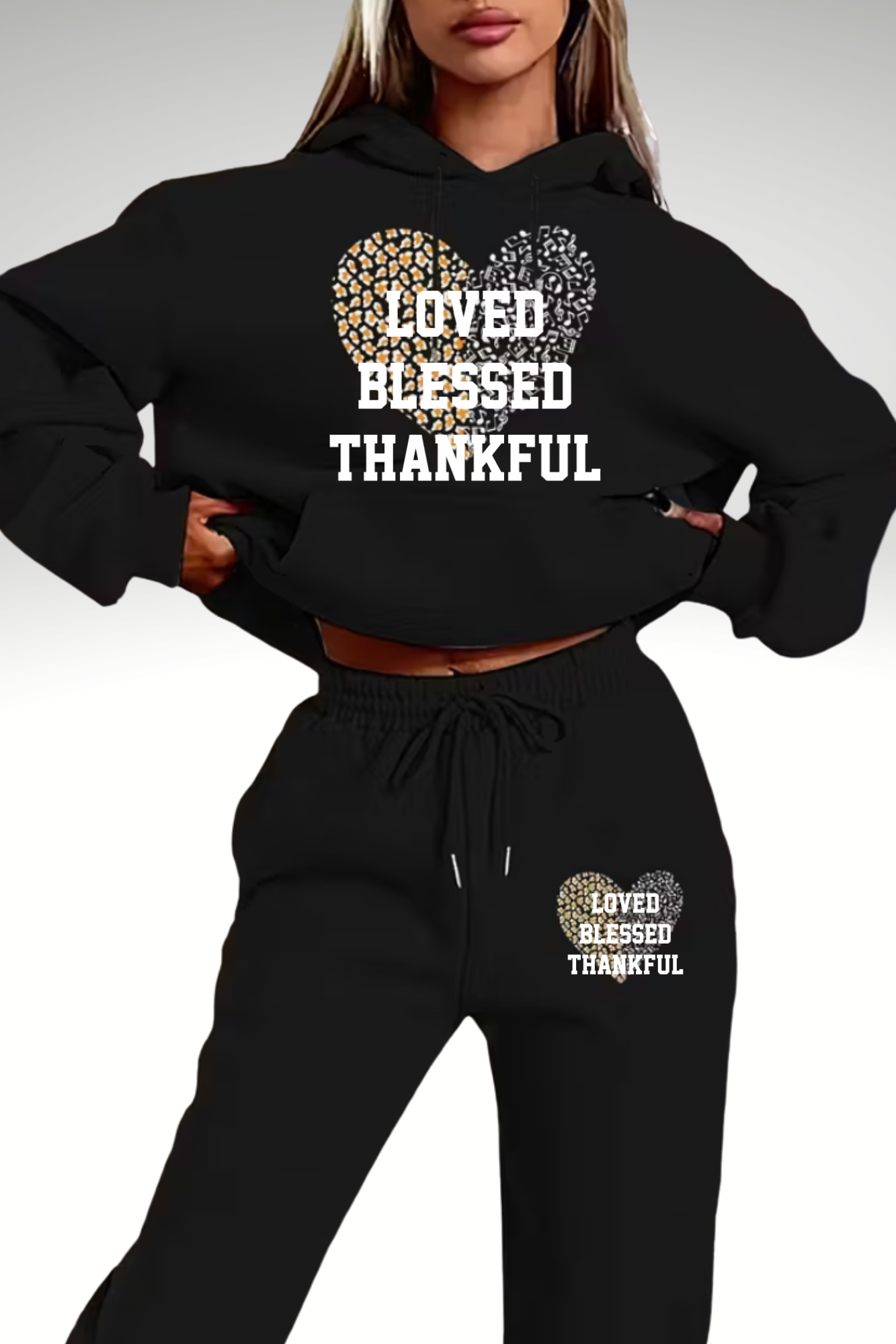 LOVED BLESSED THANKFUL HOODIE SET